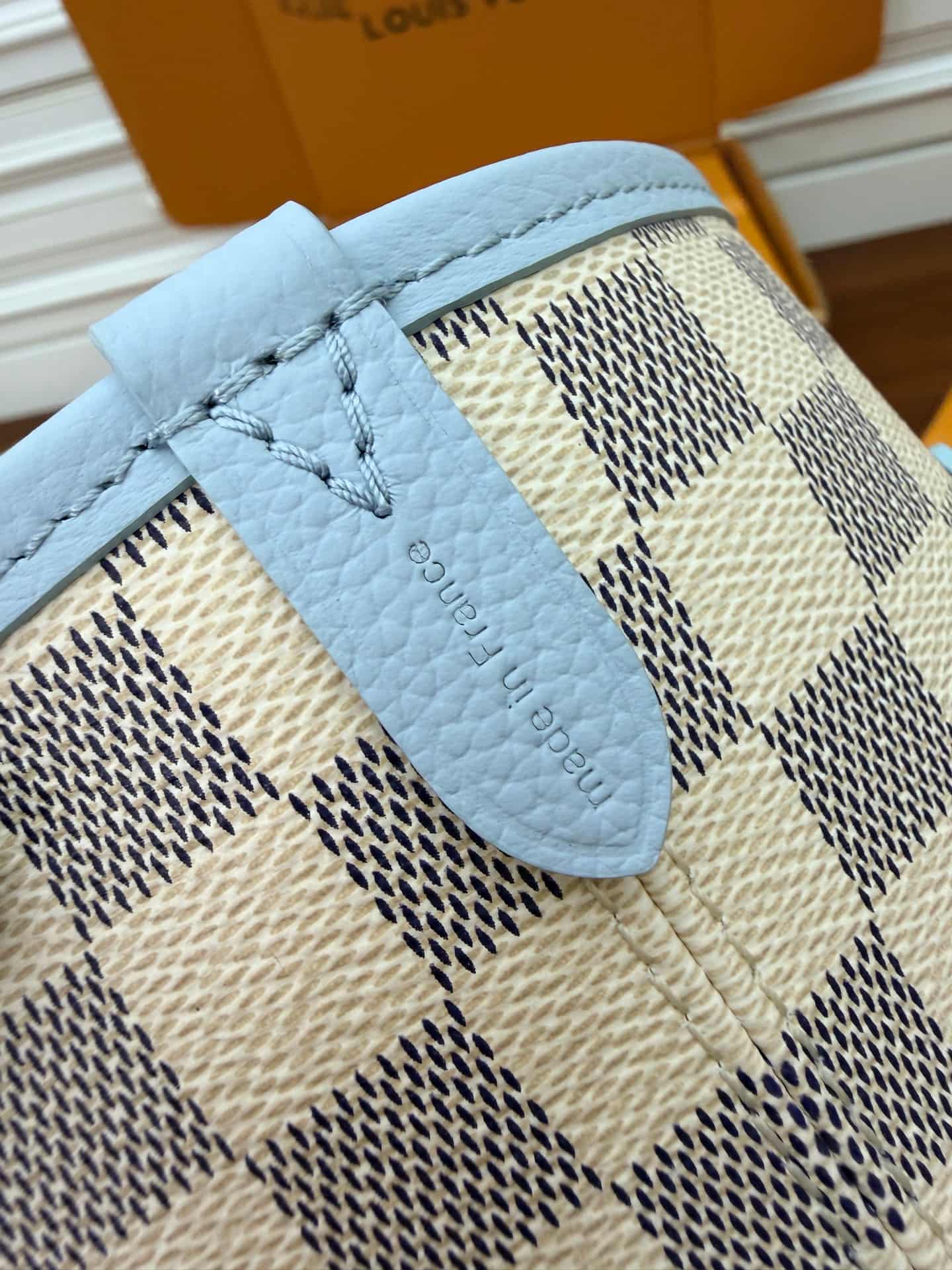 Louis Vuitton Neverfull Inside Out MM Damier Azur/Bleu Olympe Cowhide leather N40946 TOP
