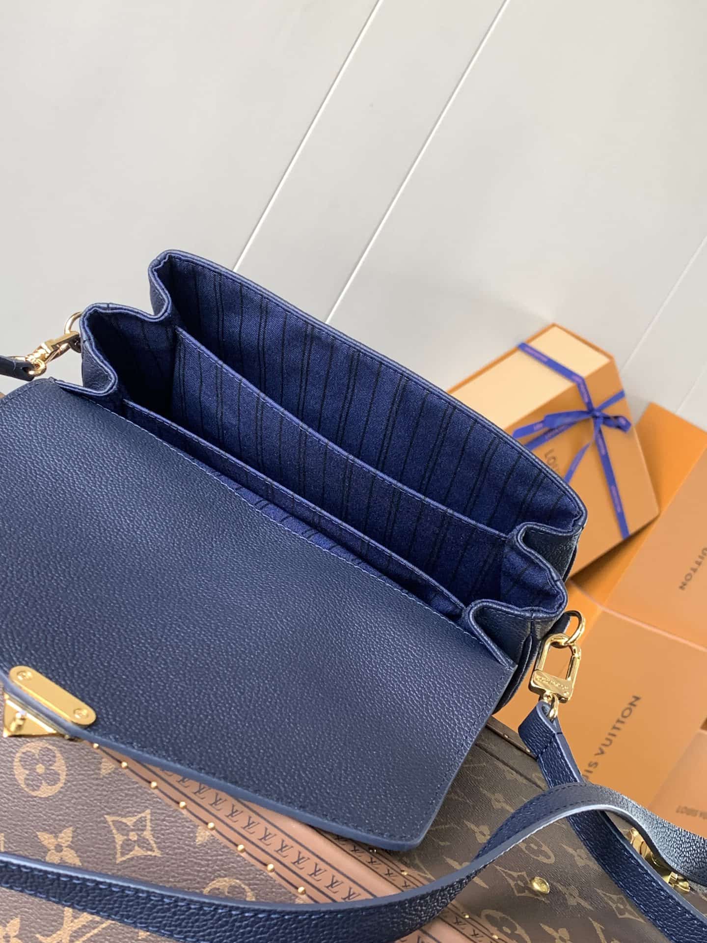 Louis Vuitton POCHETTE METIS Bag Monogram Empreinte Navy Blue M47142 High