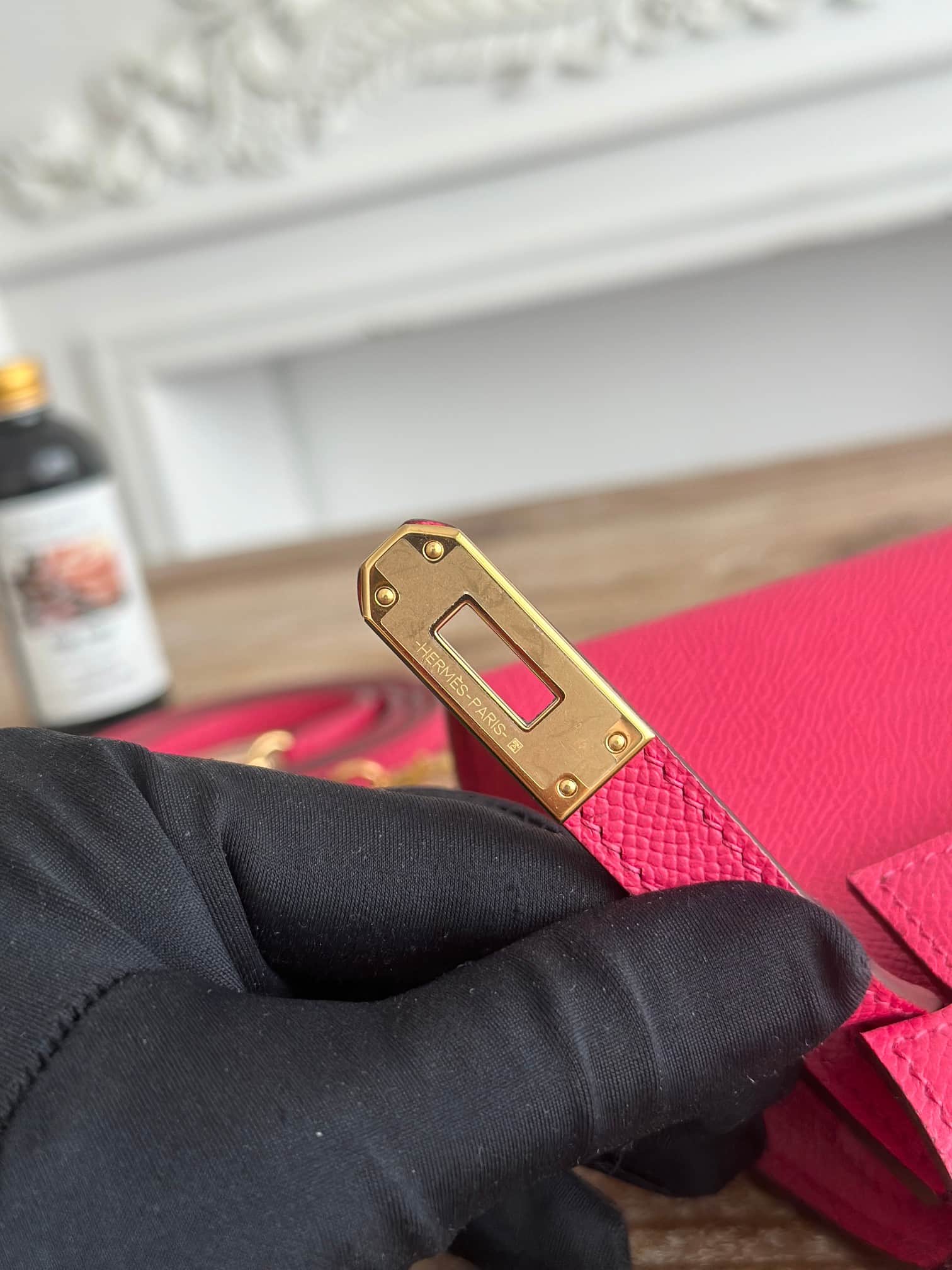 Hermes Kelly Mini II Bag Epsom Leather WAX Rose Extreme High