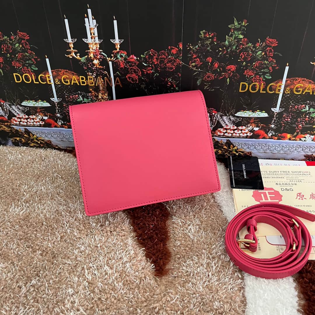 Dolce & Gabbana Peach-pink calf leather DG Logo crossbody bag high