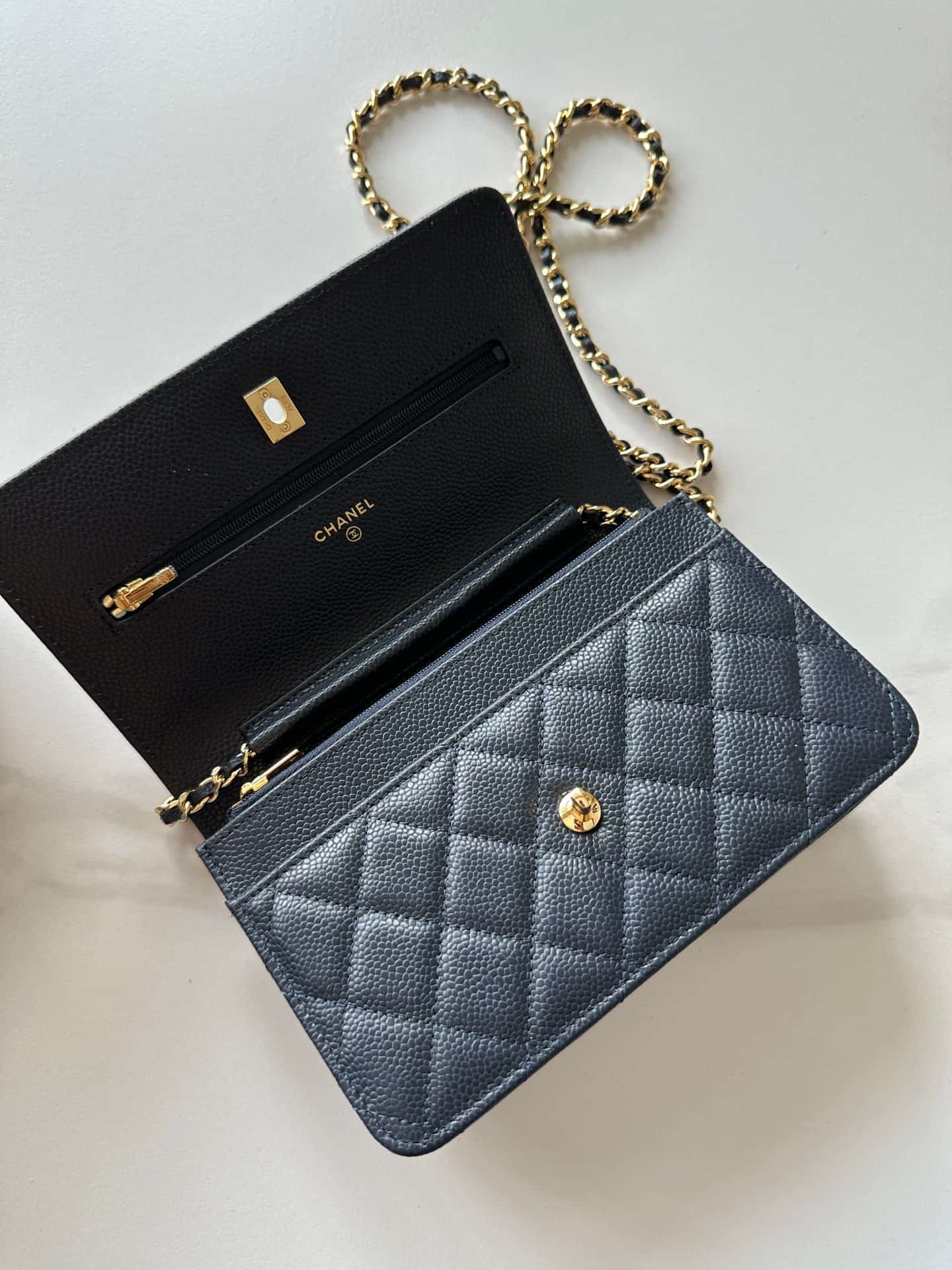 Chanel Classic Wallet on Chain Grained Shiny Calfskin & Gold-Tone Metal AP4241 Black High