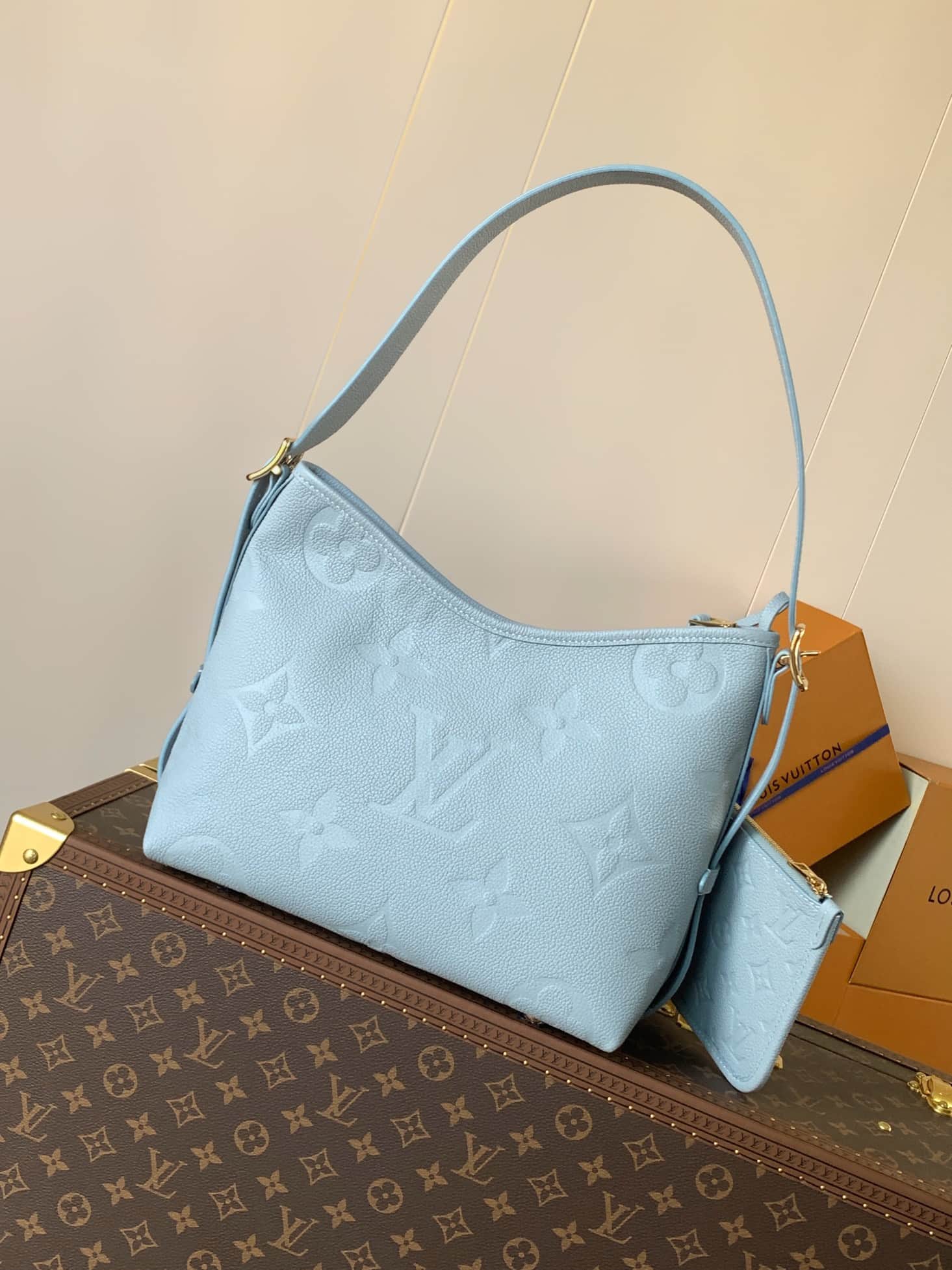 Louis Vuitton CarryAll PM light blue Monogram Empreinte leather M46673 High