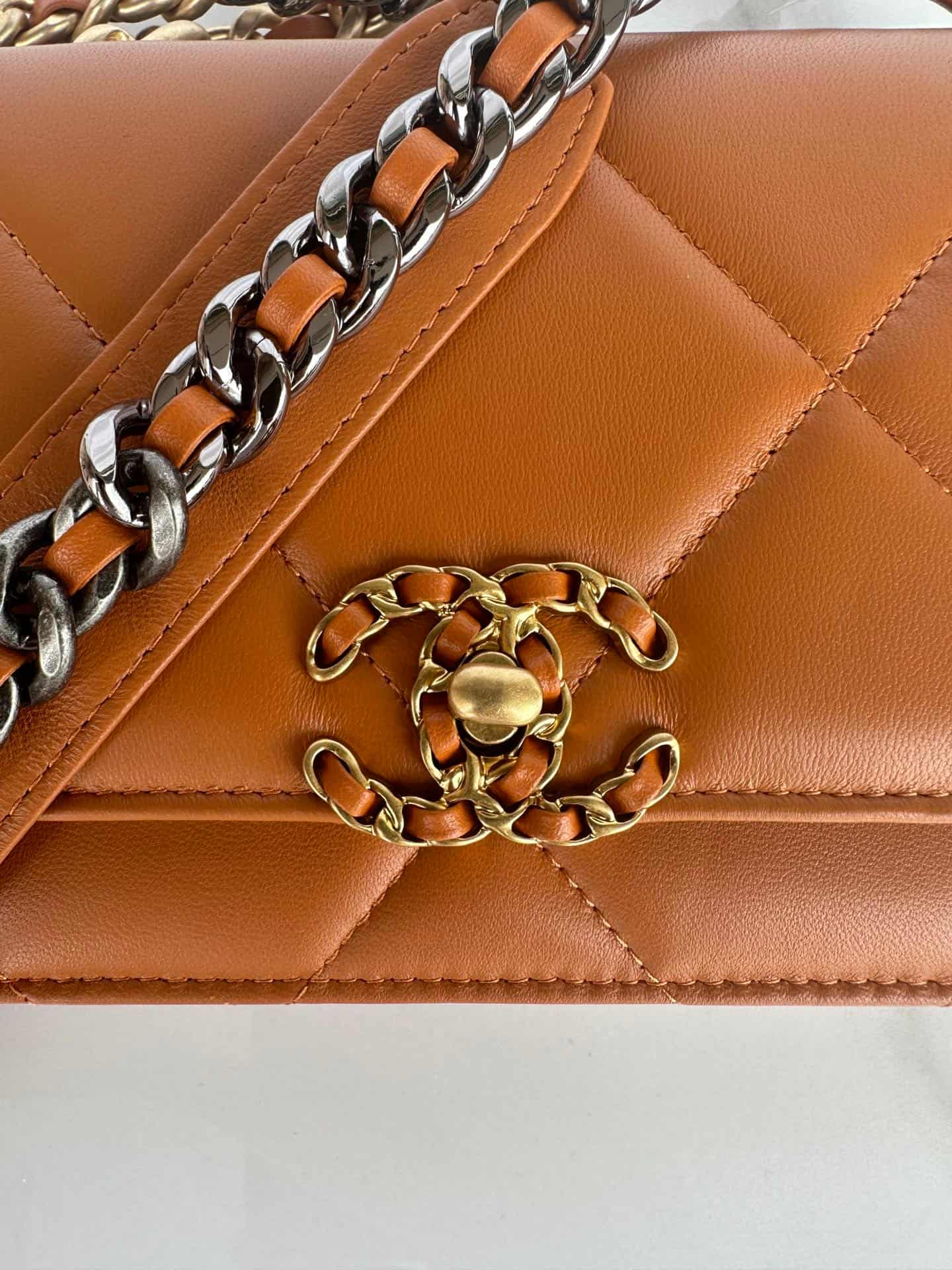 Chanel Wallet on Chain Lambskin Leather & Gold-Tone Metal Caramel AP0957 A