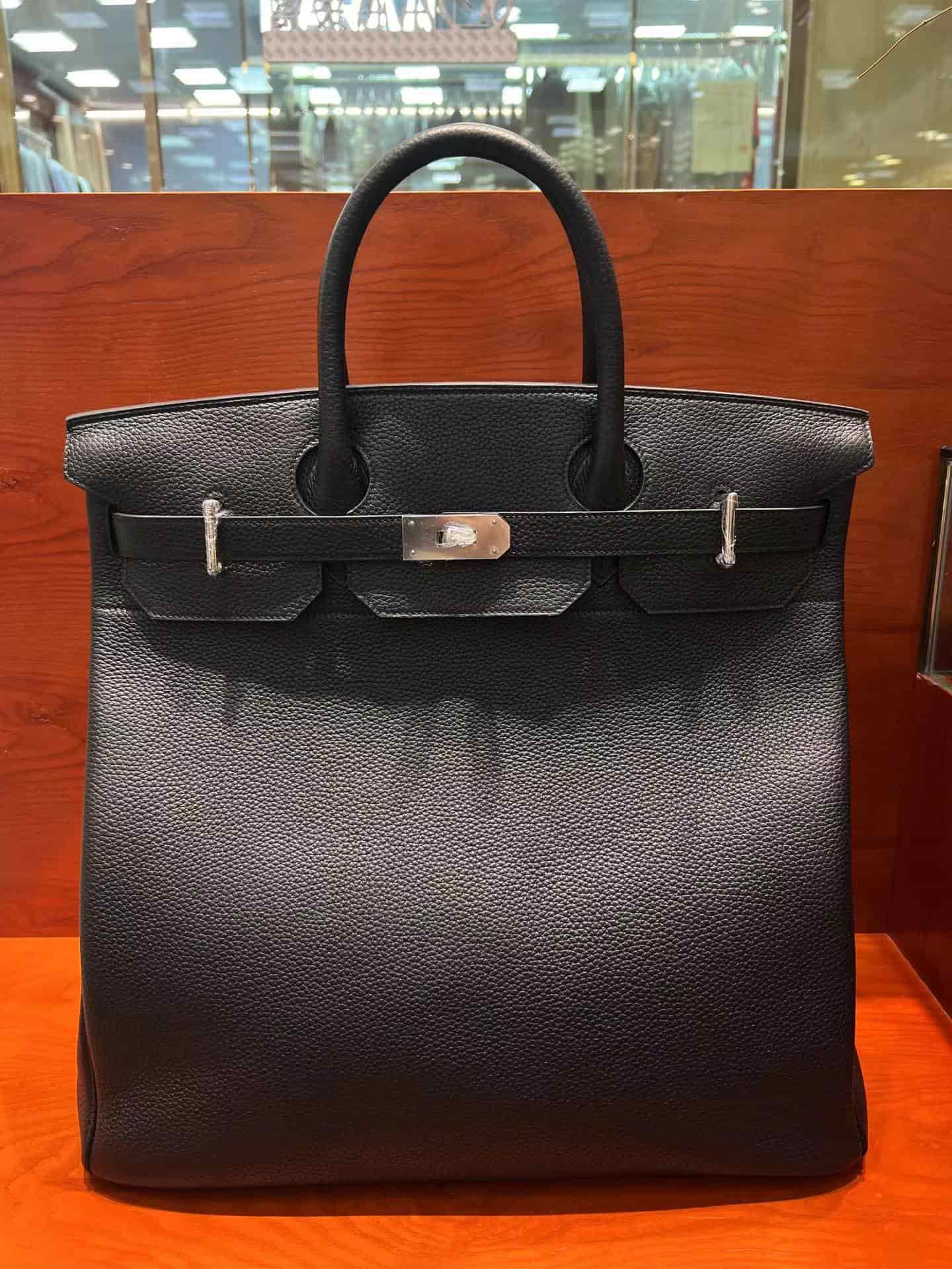 Hermes HAC Birkin 40 Bag Togo Leather In Black WAX High Customizing Style