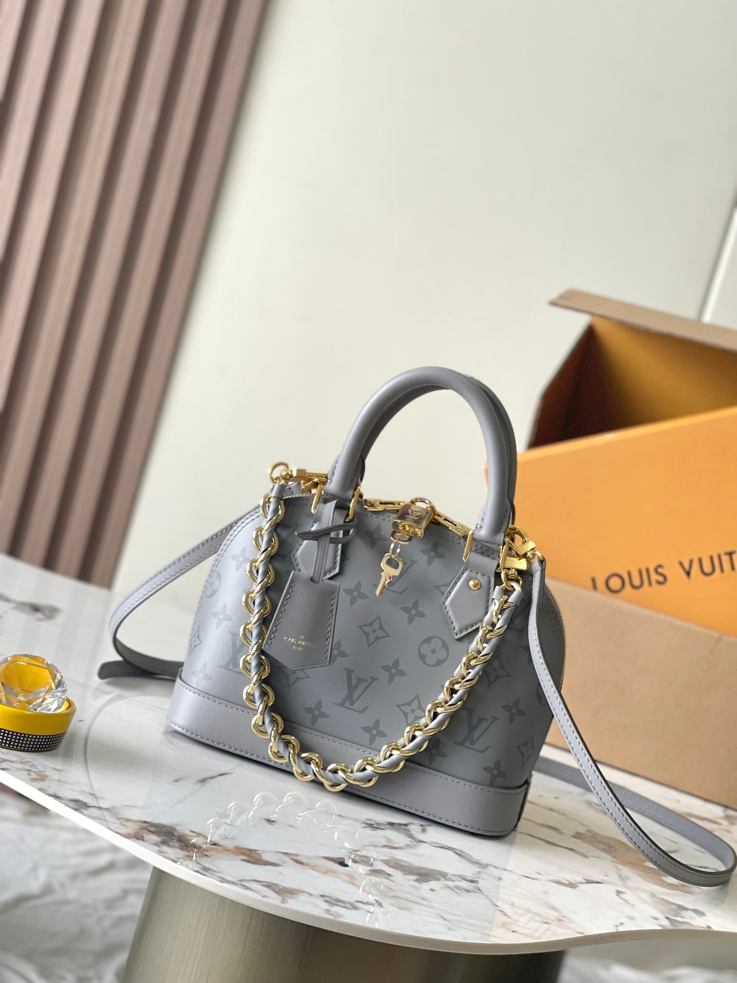 Louis Vuitton Alma BB Trianon Gray Calfskin leather M12561 TOP
