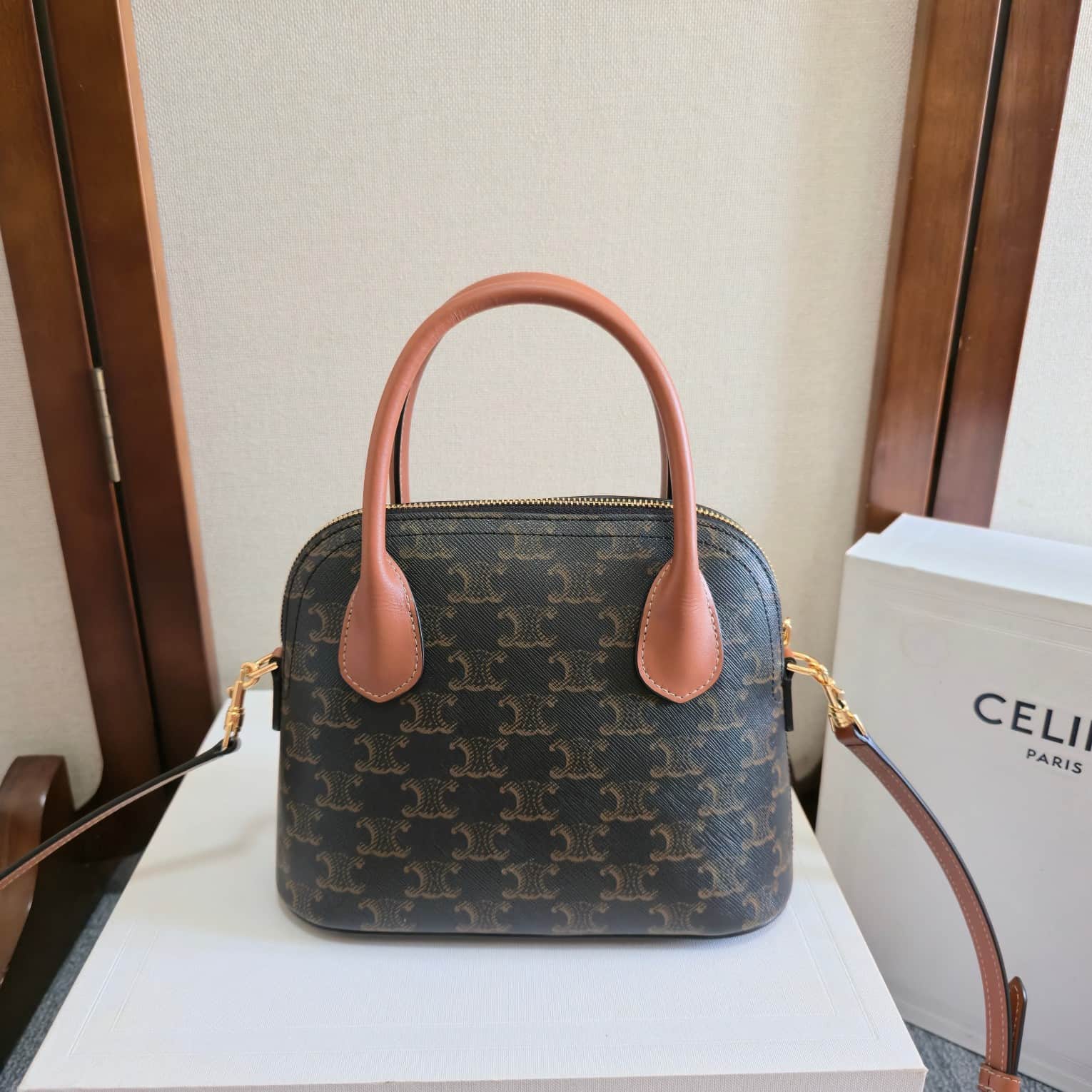 Celine Teen Honorine Bag in Triomphe Canvas and Calfskin High