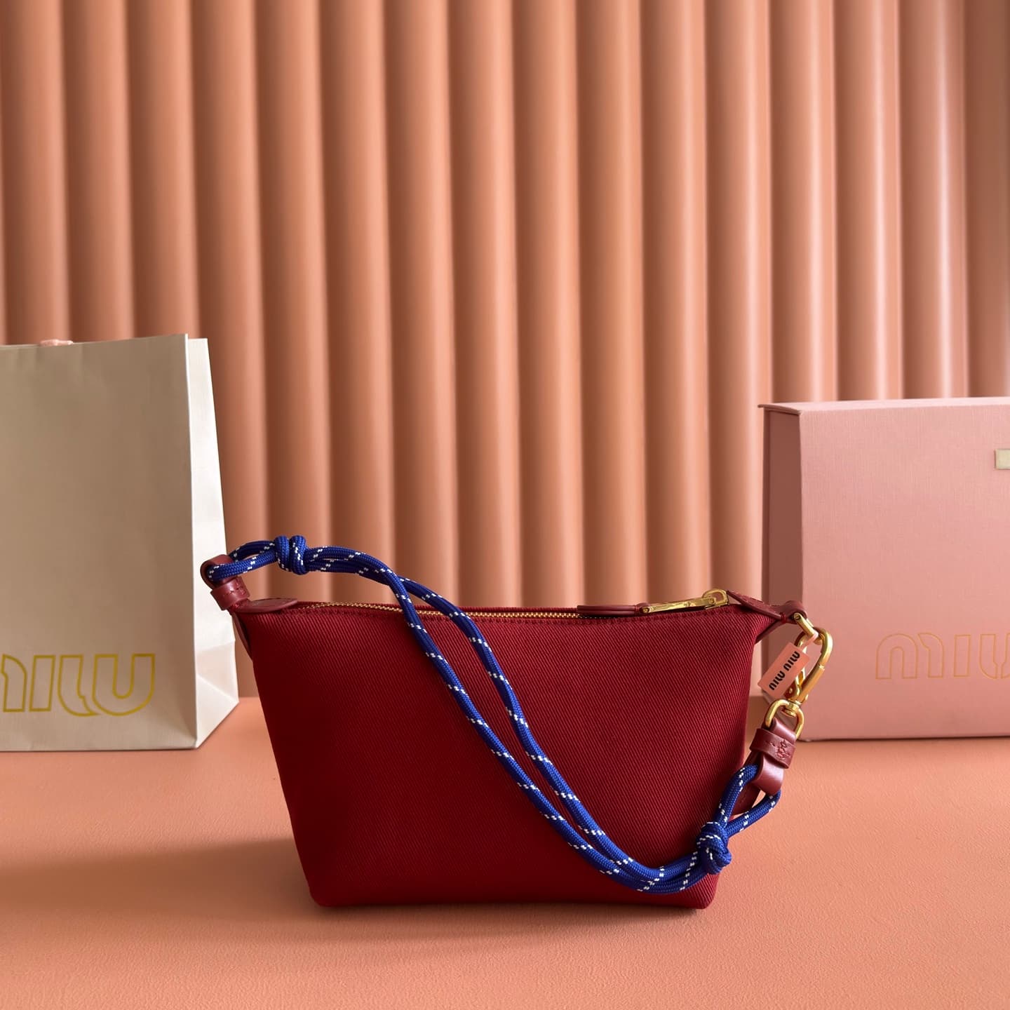 Miu Miu Gabardine pouch Cherry/Baltic Blue 5NE841 High