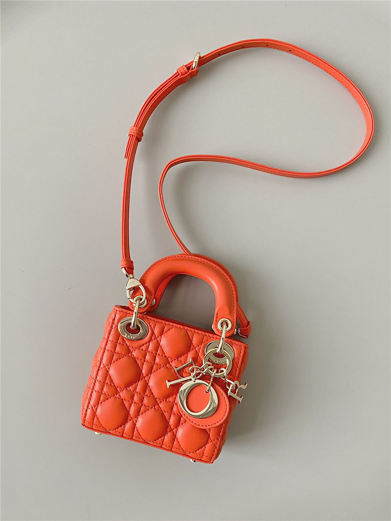MICRO LADY Dior BAG Cannage Lambskin Orange High