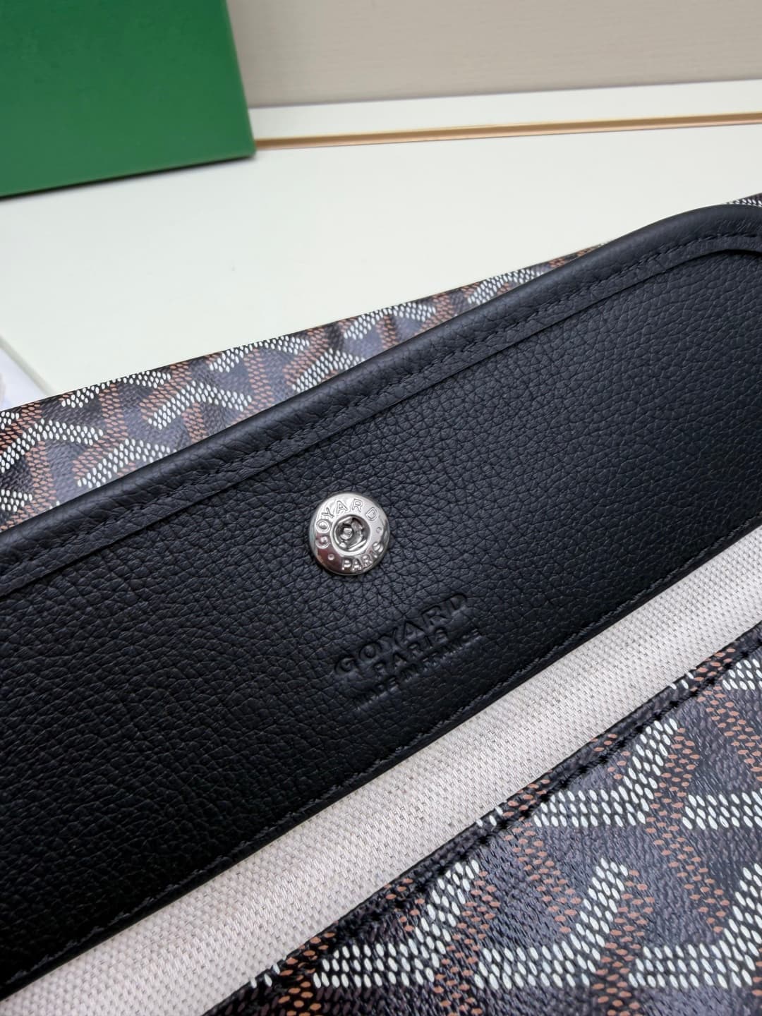 Goyard Bohème Black Hobo Bag Chevron Canvas and  White Painted Mascot High