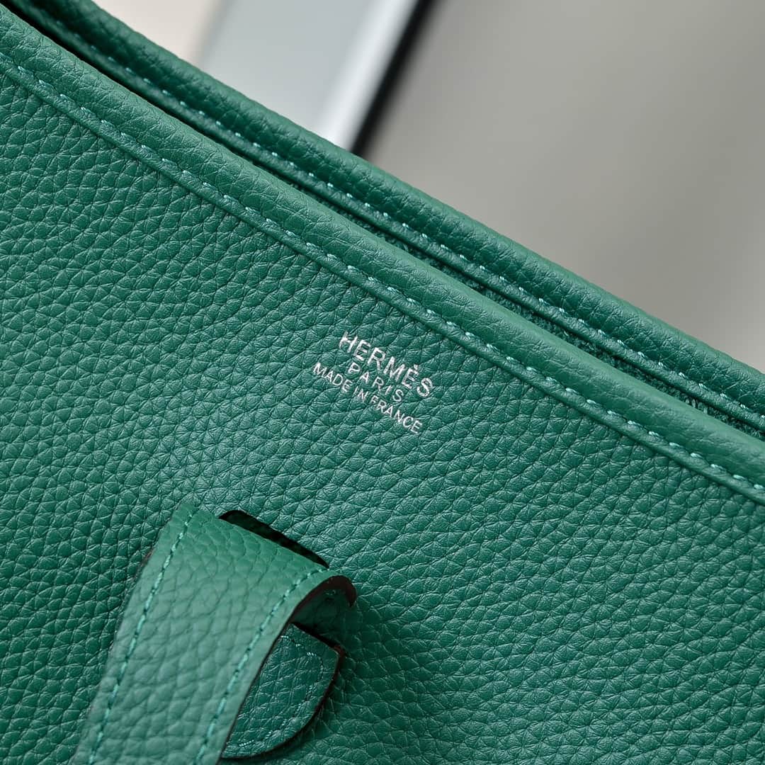 Hermes Evelyne III PM Bag Clemence Leather In Deep Green High