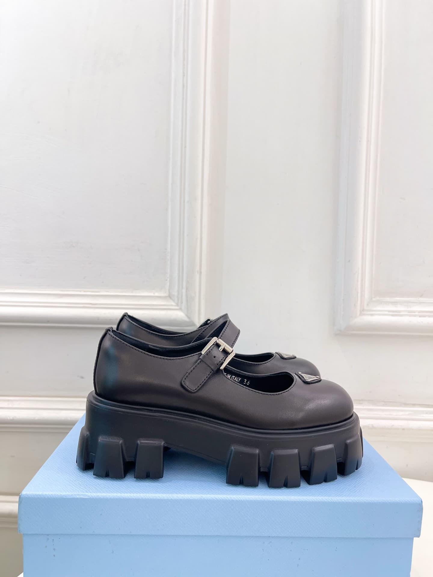 Prada Brushed leather Monolith Mary Janes