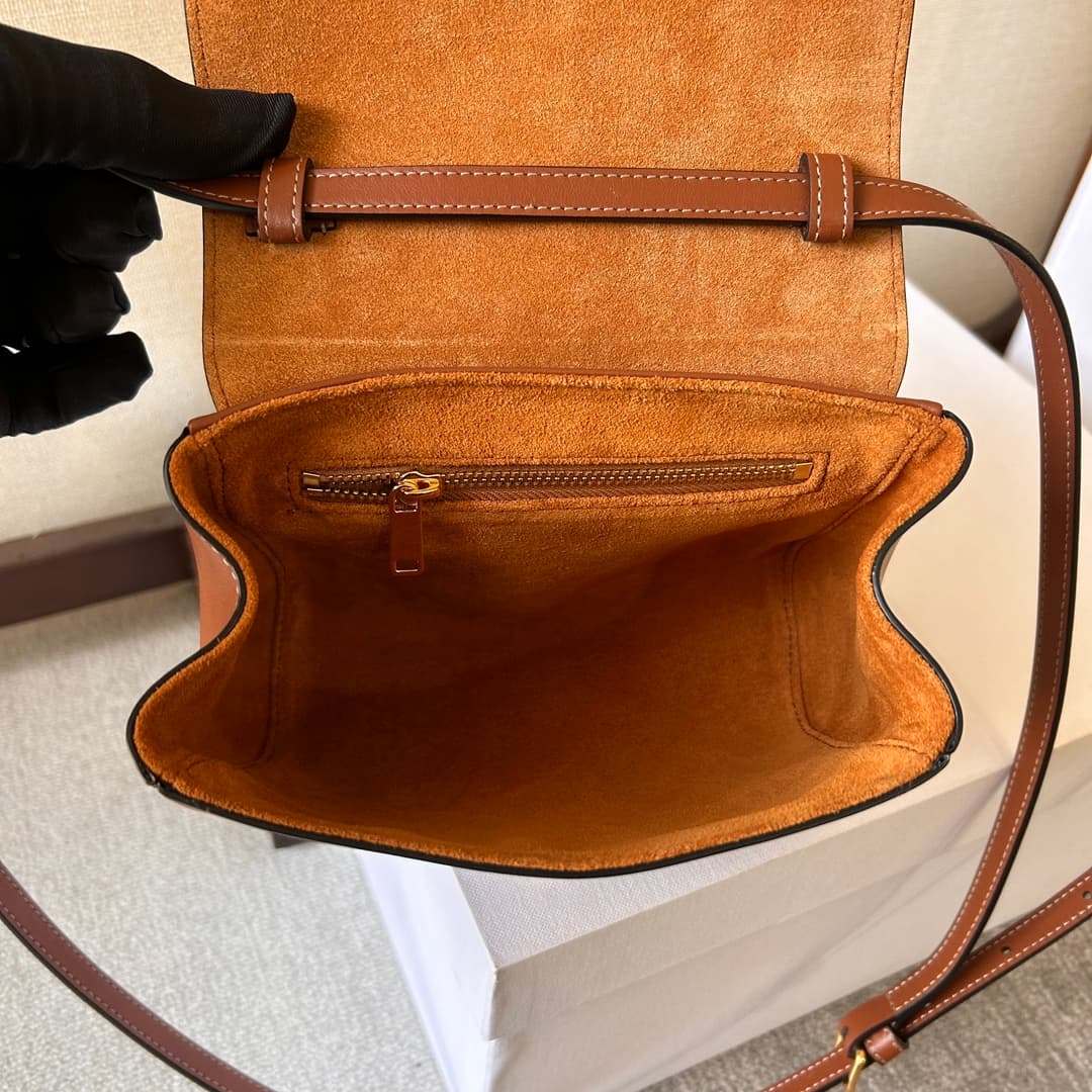 Celine Calfskin Small 16 Bag in Tan High