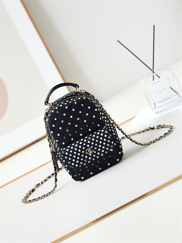 Chanel Mini Backpack Tweed Gold-Tone Metal AP3753 A