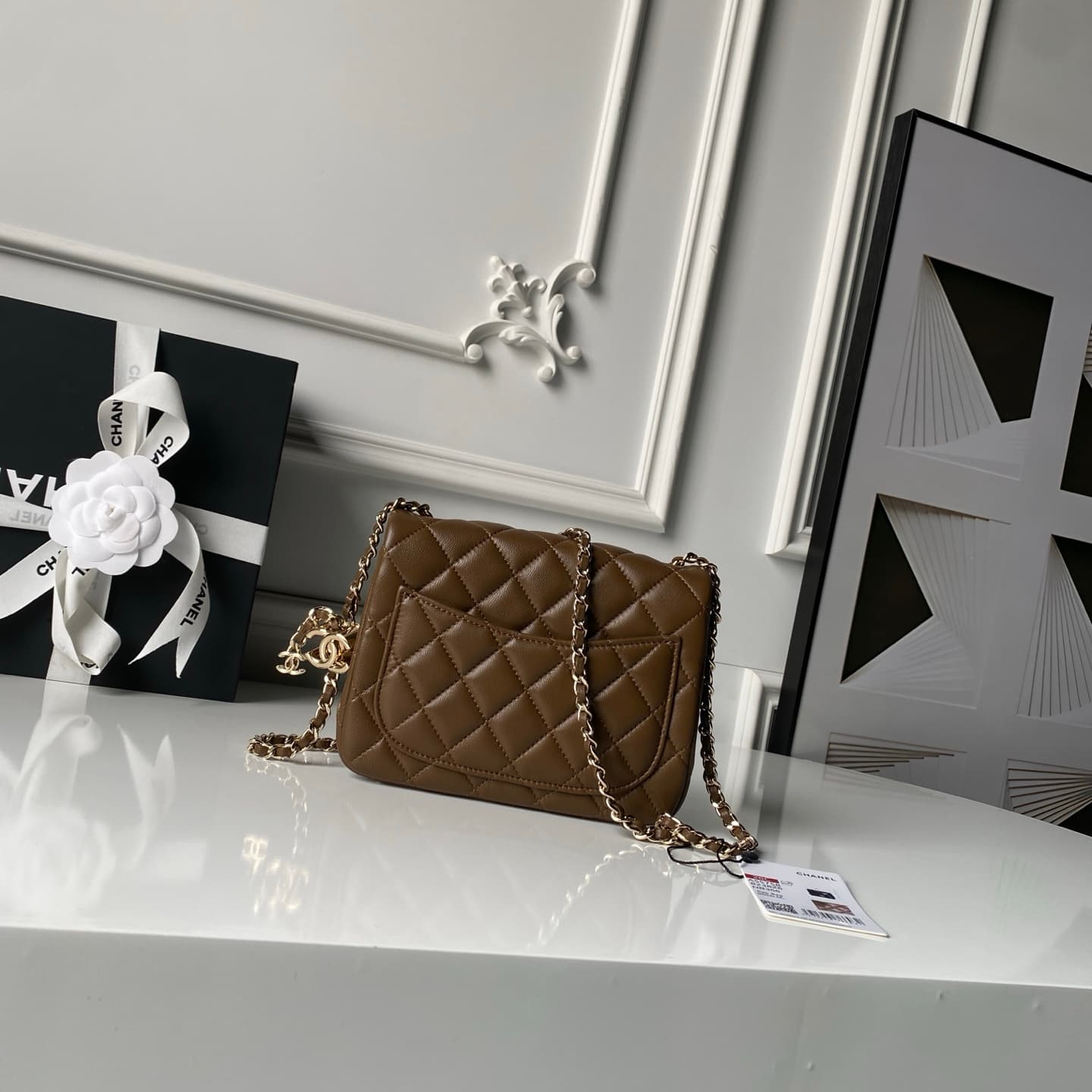 Chanel Mini Classic Flap Bag Lambskin & Gold-Tone Metal AS5758 Dark Brown High