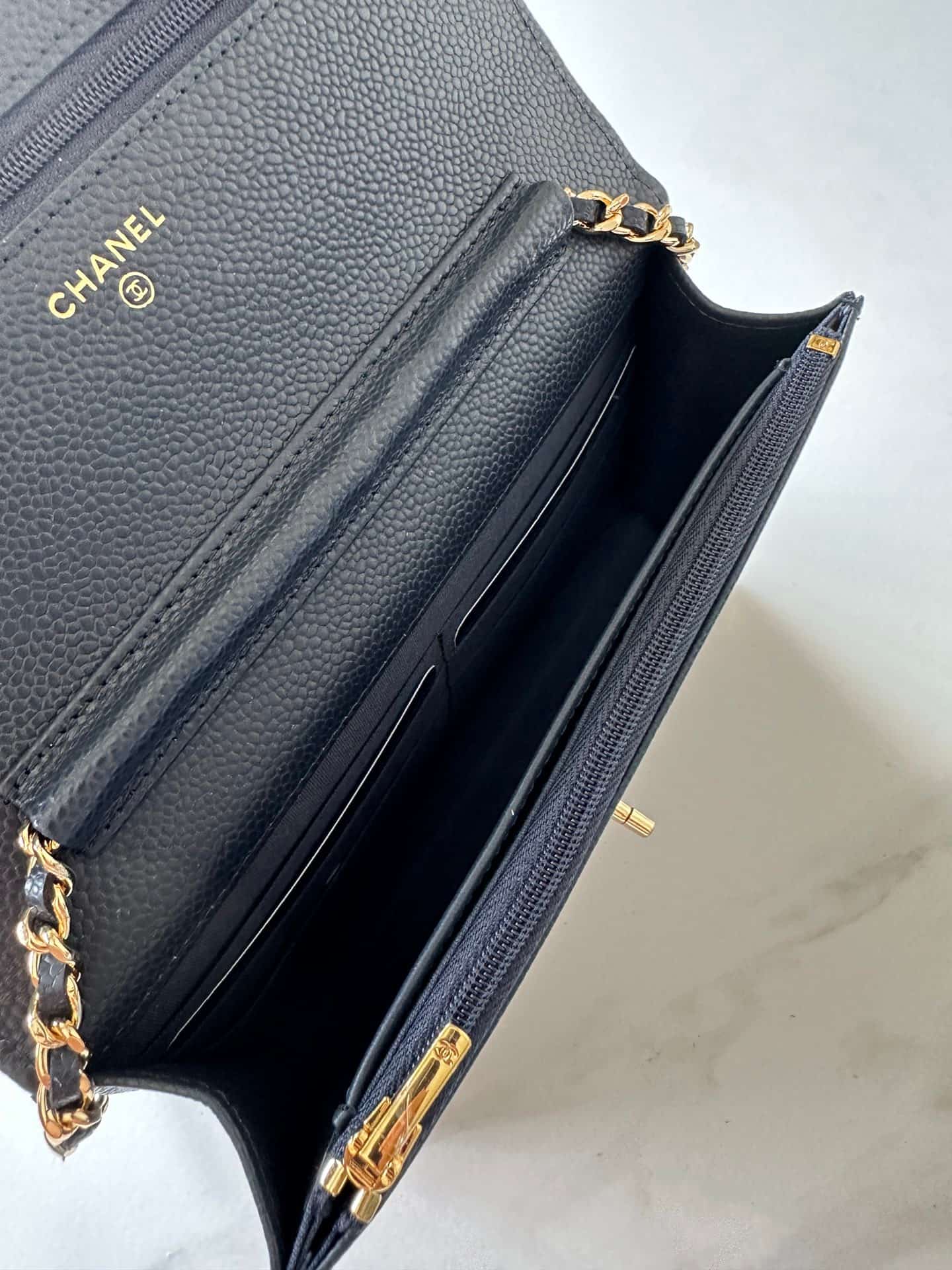 Chanel Classic Wallet on Chain Grained Shiny Calfskin & Gold-Tone Metal AP4241 Black High