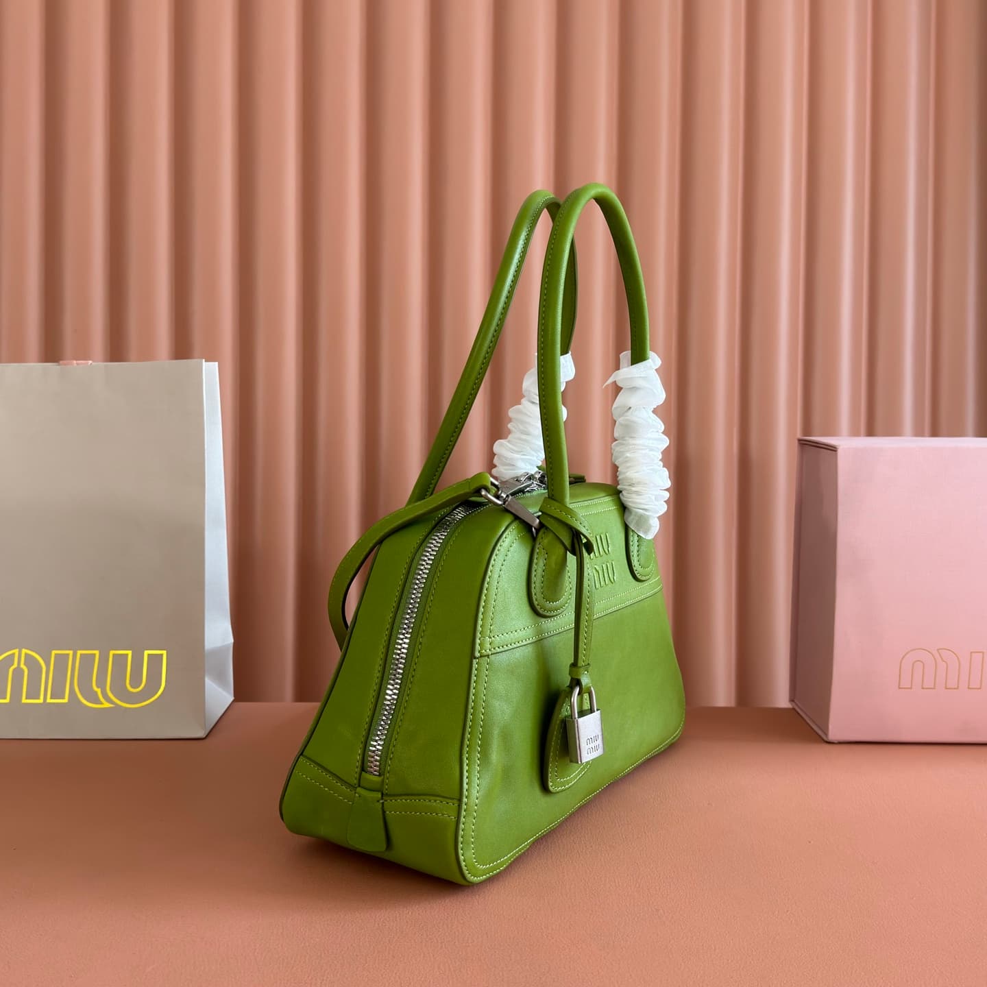 Miu Miu Vivant nappa leather bag Green 5BB199 TOP