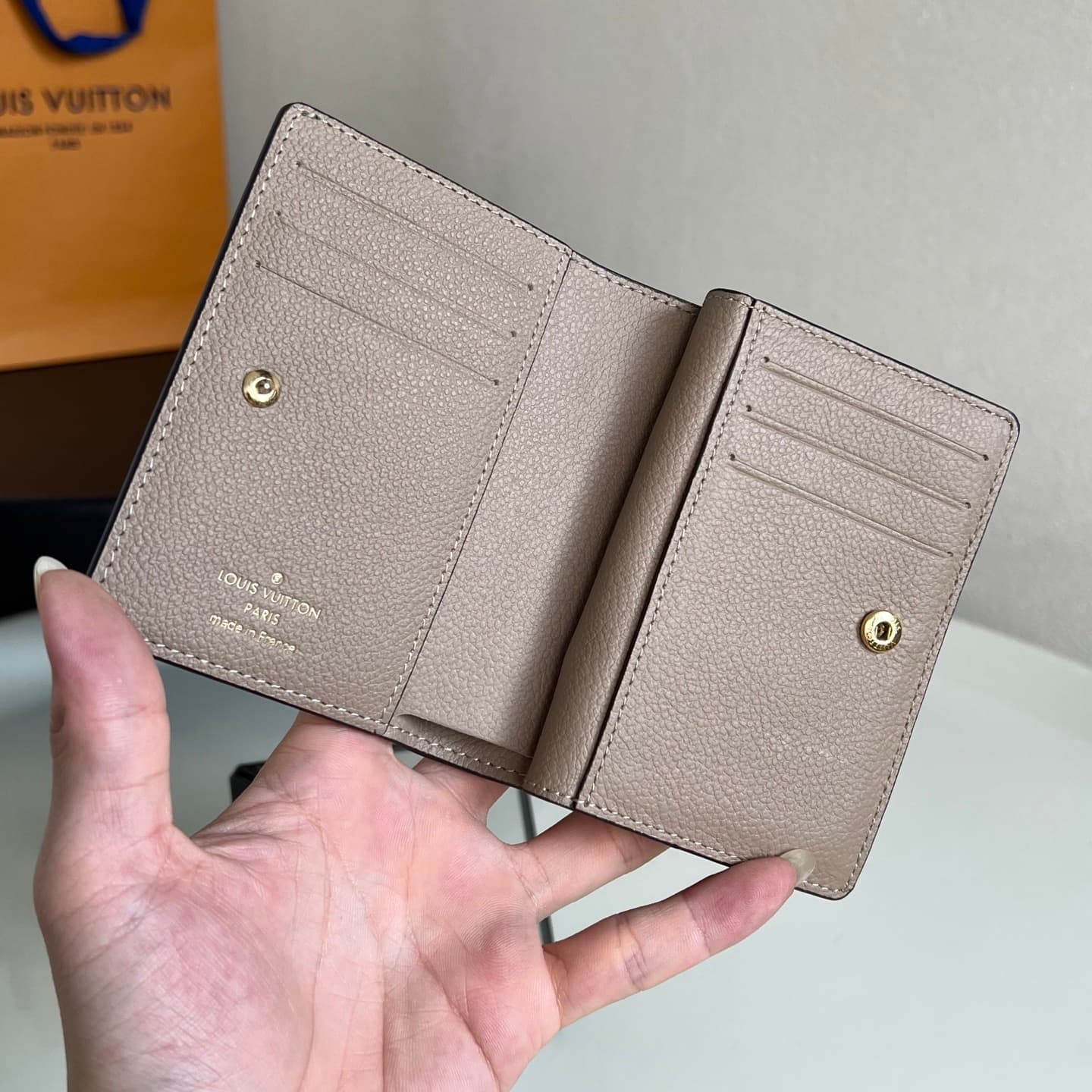 Louis Vuitton Cléa Wallet Tourterelle Beige Monogram Empreinte Leather M80152 High