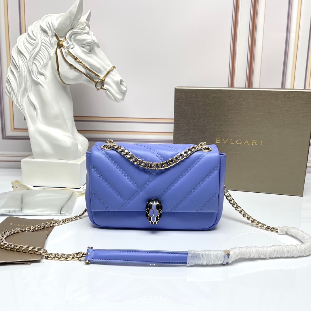 Bulgari Serpenti Cabochon Crossbody Bag in purple leather high