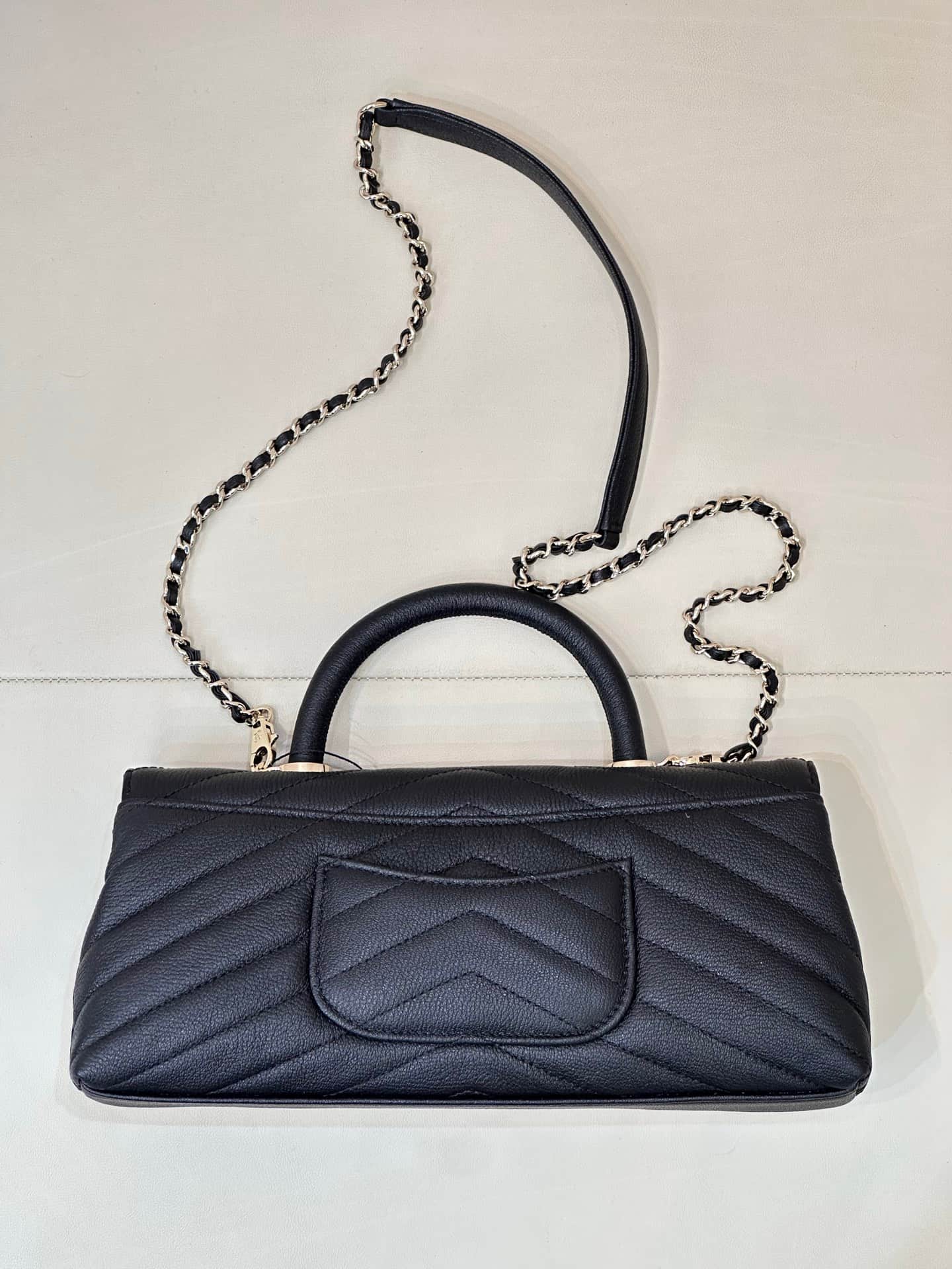 Chanel Maxi Flap Bag with Top Handle Grained Calfskin& Gold-Tone Metal AS6091 Black TOP