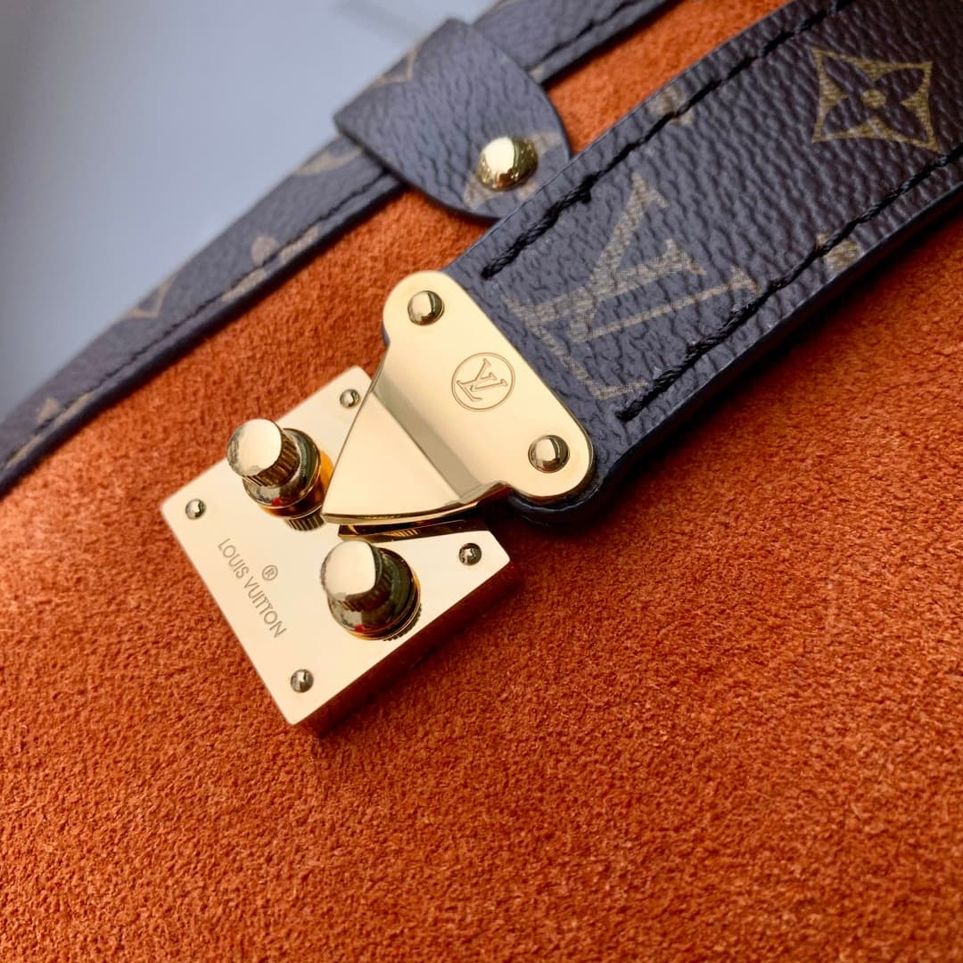 Louis Vuitton Side Trunk MM Suede calfskin leather M15072 Tan High