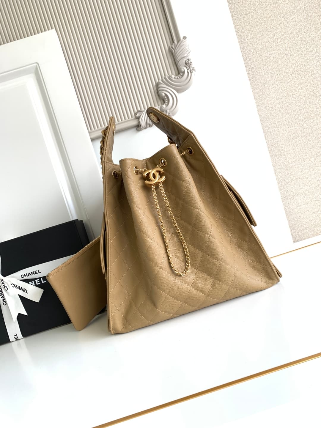 Chanel 25 Medium Hobo Medium handbag AS5311 Grained Calfskin & Gold-tone Metal Dark Beige A