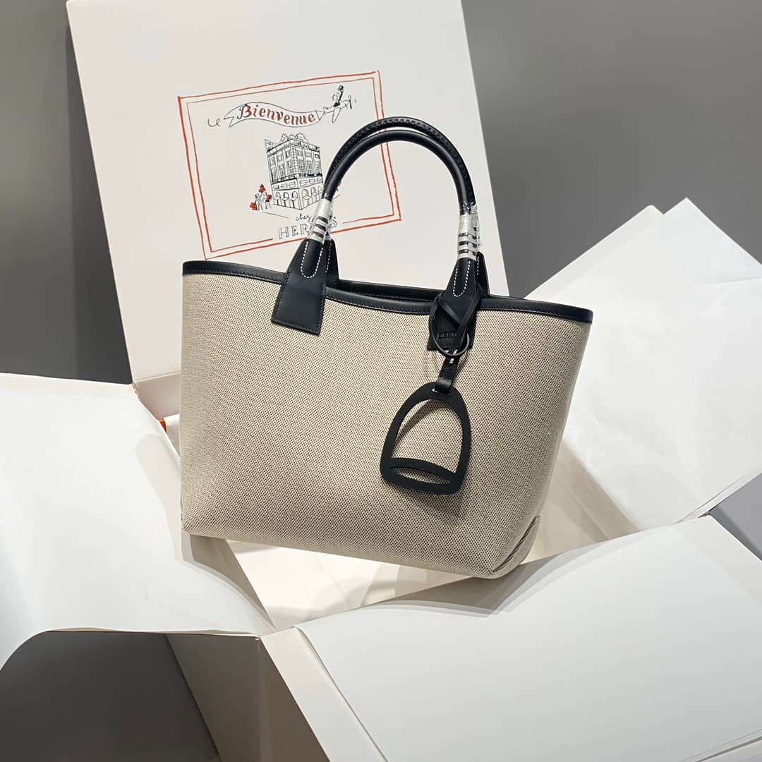 Hermes Steeple Bags Leather with Canvas WAX High