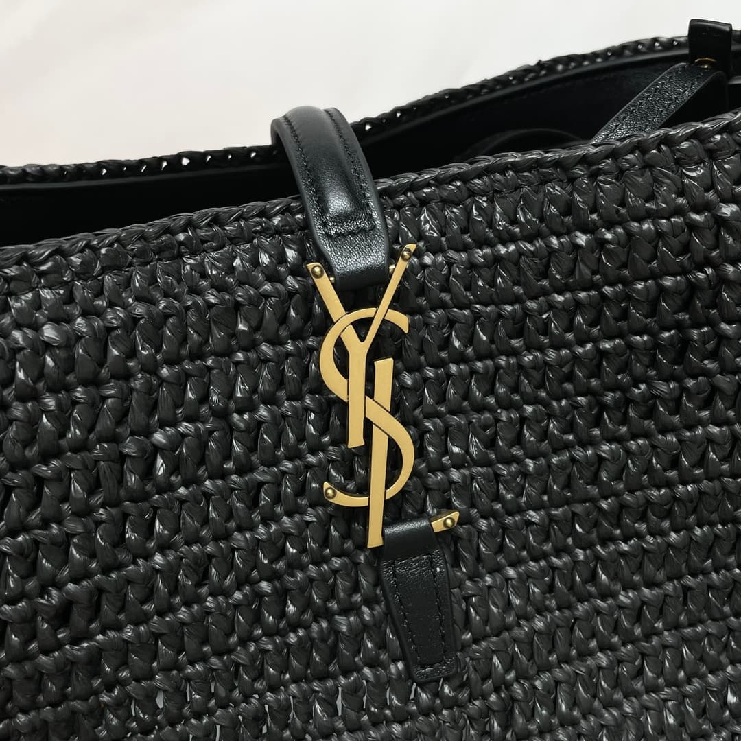 LE 37 in woven raffia and vegetable-tanned leather 773991 BLACK High