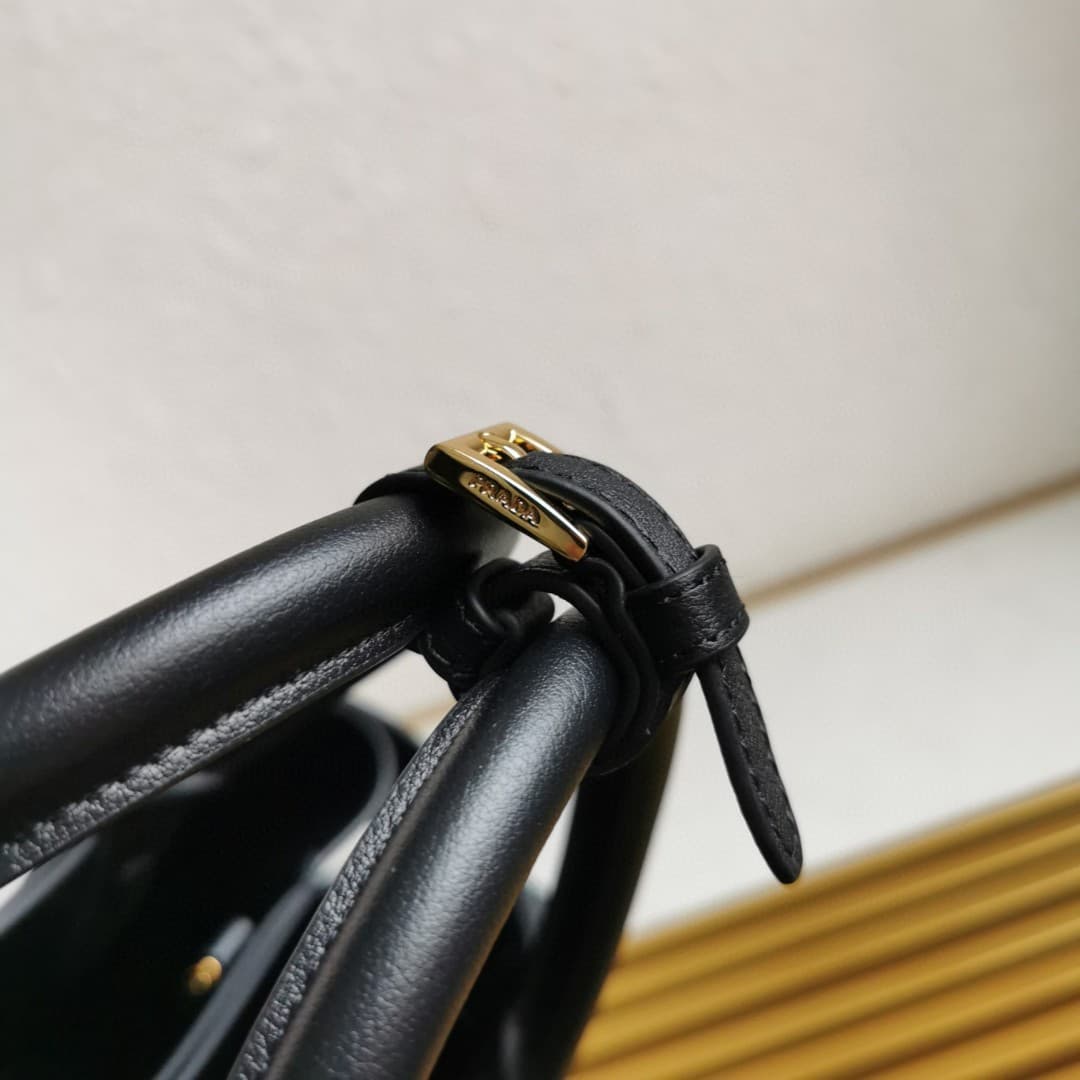 Prada Buckle small leather handbag with belt 1BA434 Black High