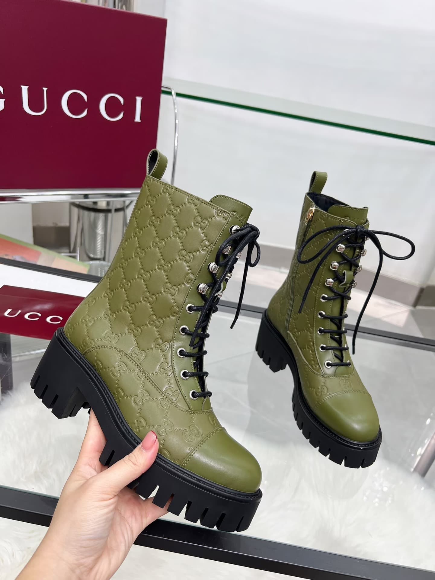 Gucci Women's lace-up ankle boots with GG