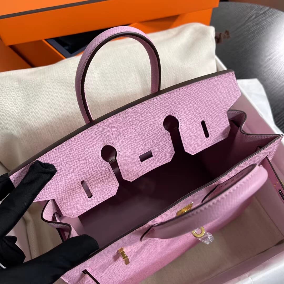 Hermes Birkin Sellier Bag 25/30cm Epsom Leather WAX Mauve Sylvestre High