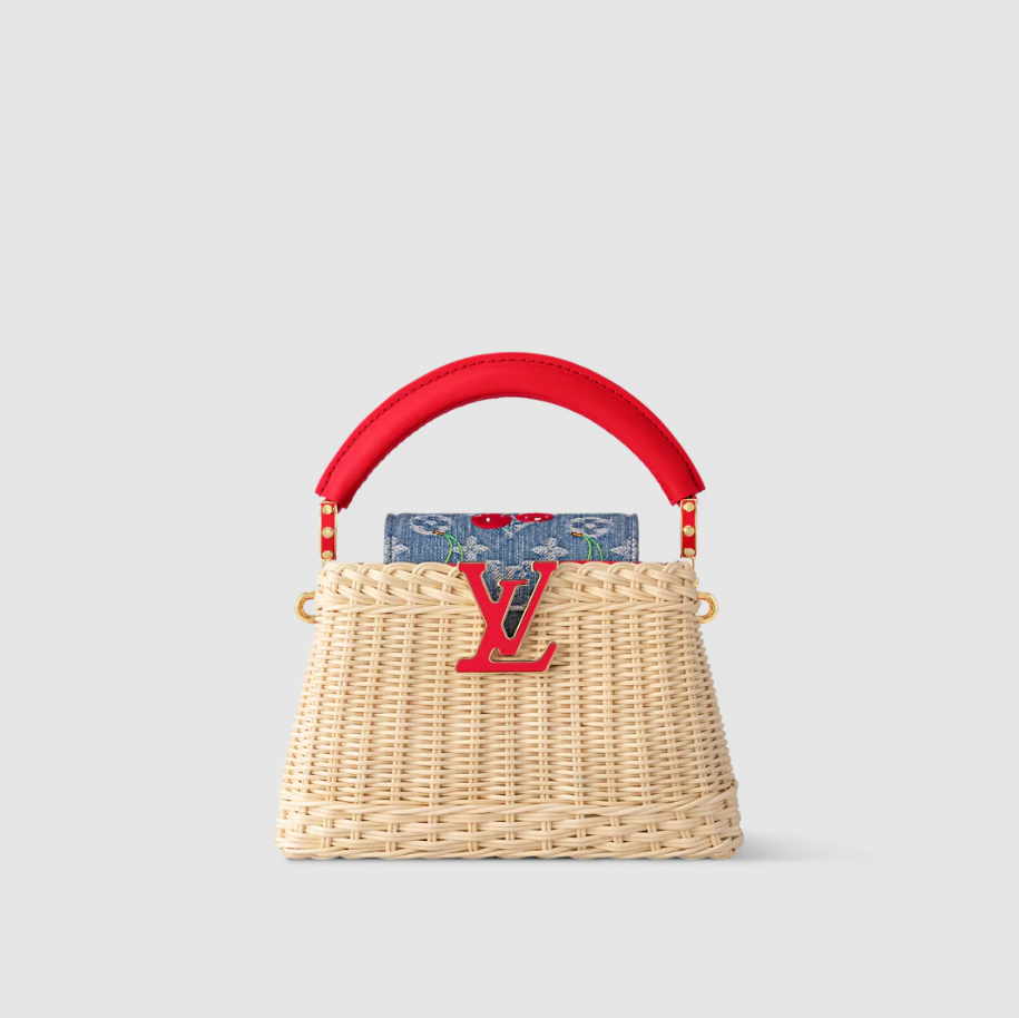 Louis Vuitton x Murakami Capucines Mini Rattan/Cowhide leather/Monogram cherry denim M14295 Top