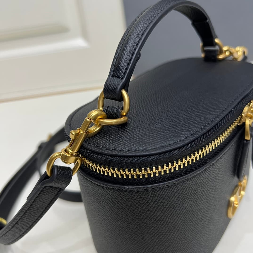 Valentino Garavani VLogo Signature Mini Vanity Bag in Black Calfskin Mid