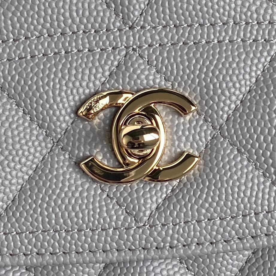 Chanel Mini Flap Clutch with Chain AP4406 Grained Calfskin & Gold-Tone Metal Grey A