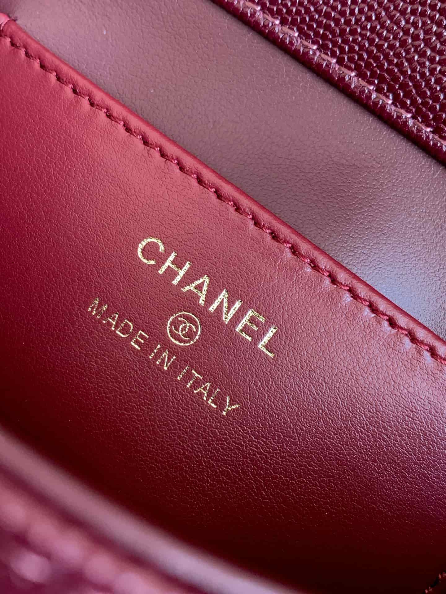Chanel Clutch with Leather Strap Grained Shiny Calfskin & Gold-Tone Metal Claret AP5068 A