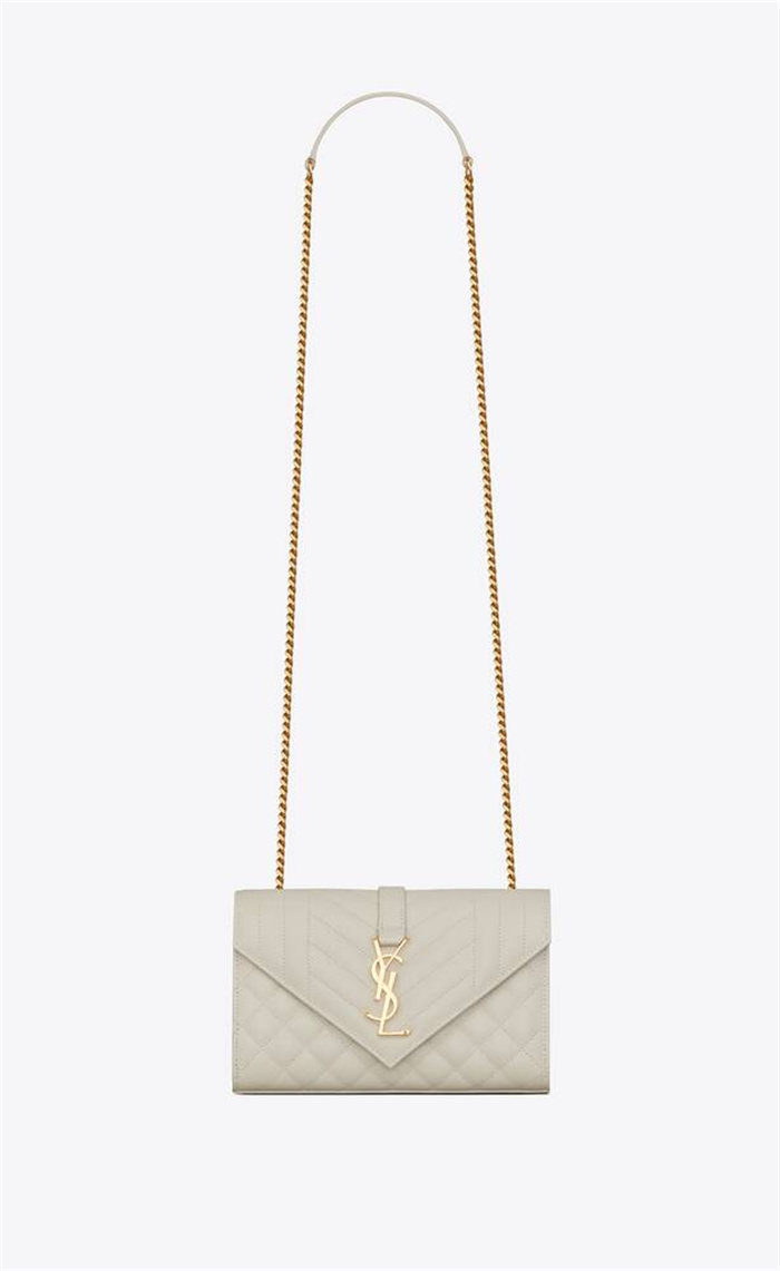 ENVELOPE SMALL BAG IN MIX MATELASSÉ GRAIN DE POUDRE EMBOSSED LEATHER White-Gold High