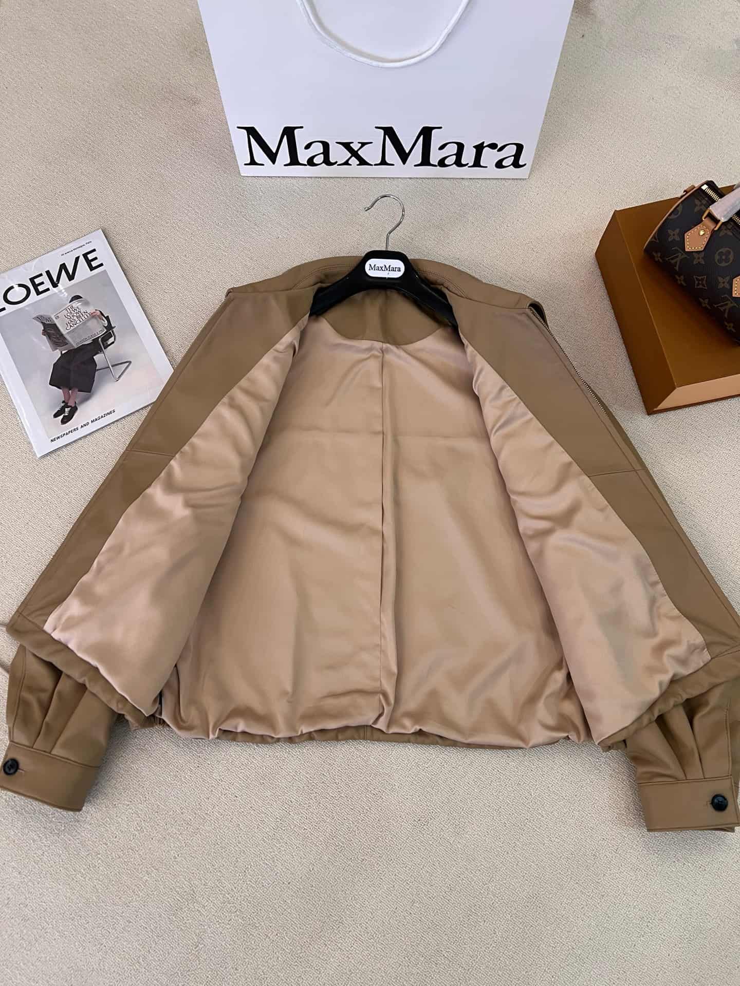 Prada Light Beige Nappa Leather Blouson Jacket