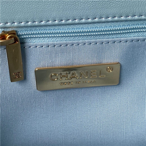 Chanel 19 Flap Bag Lambskin Blue Silver High