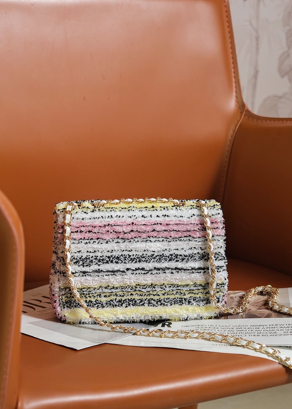 Chanel Flap Bag Sequins & Gold-Tone Metal AS4561  A