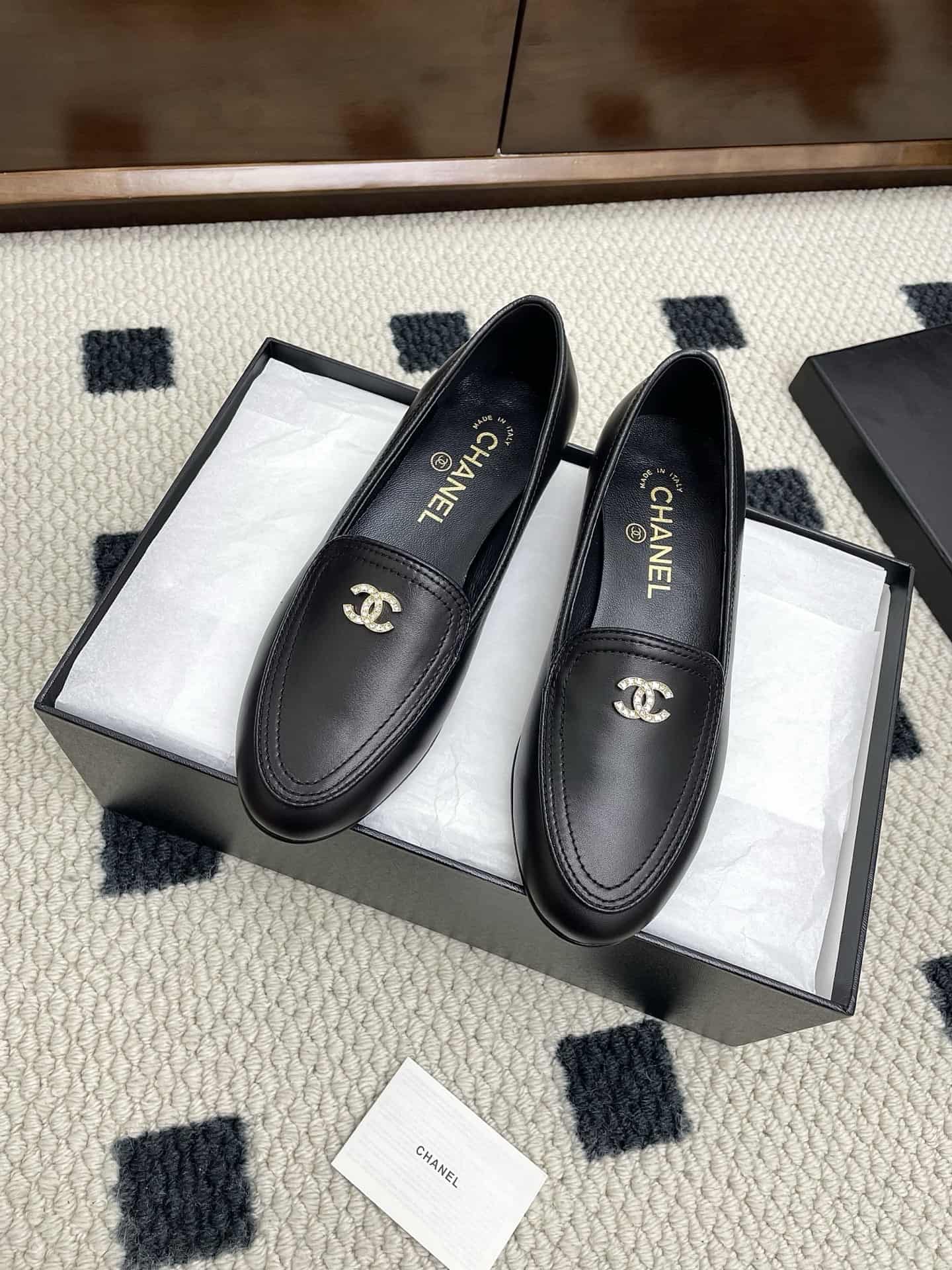 Chanel Lambskin CC Mocassin Loafers shoes Women