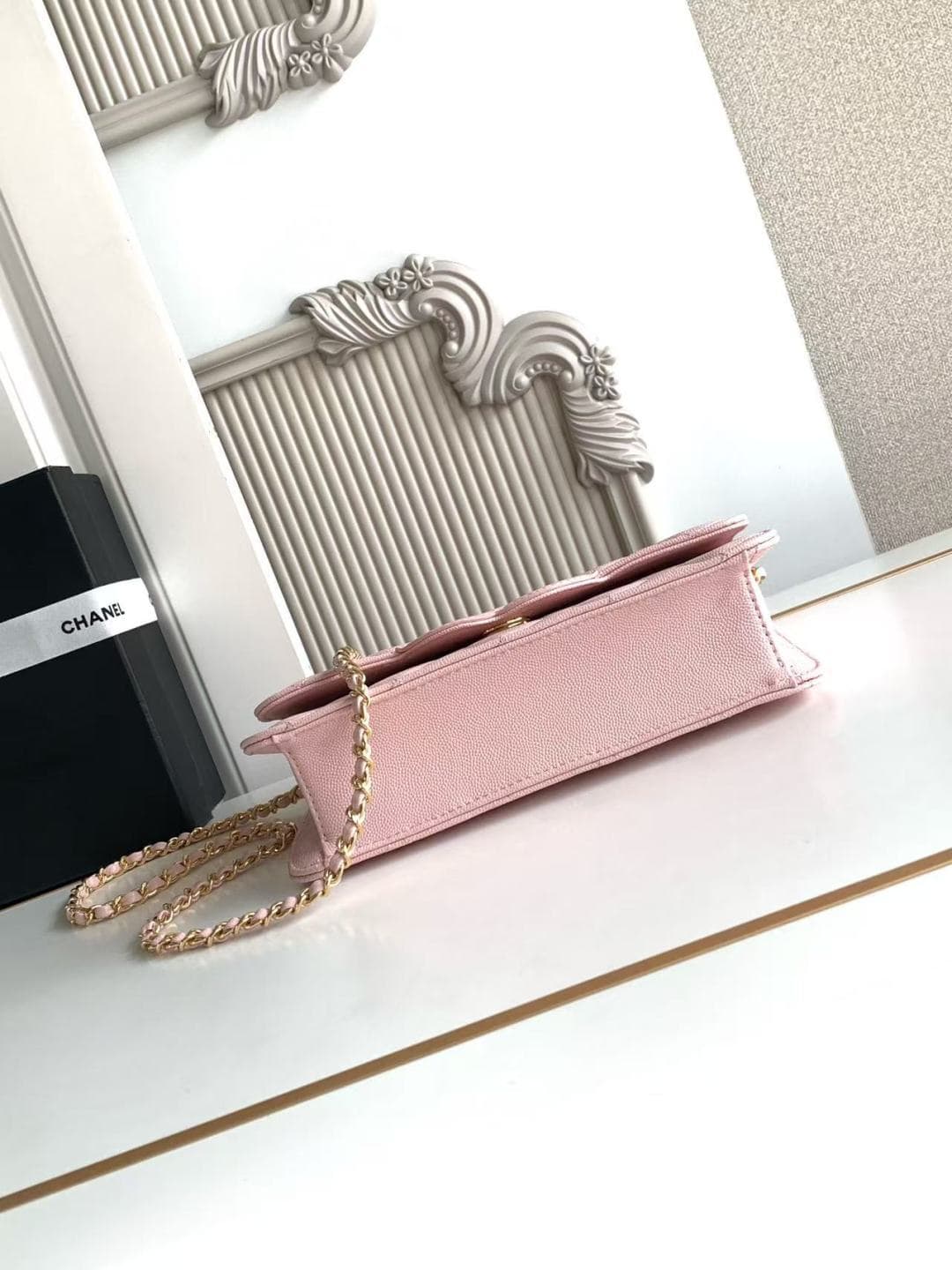 Chanel Wallet on chain Grained Calfskin & Gold-Tone Metal Pink AS6554 A