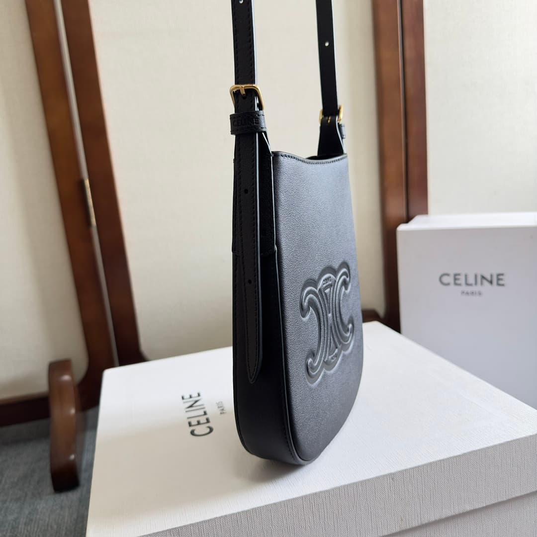 Celine Heloise Phone Pouch in Black Supple Calfskin Leather High