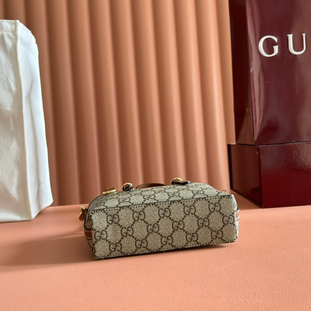 Gucci GG Emblem mini bag beige and brown GG fabric 855491 High