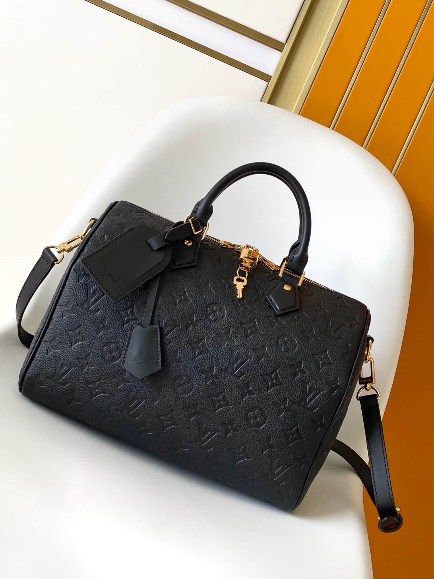 Louis Vuitton Speedy Soft 30 Monogram Empreinte Leather M47186 High