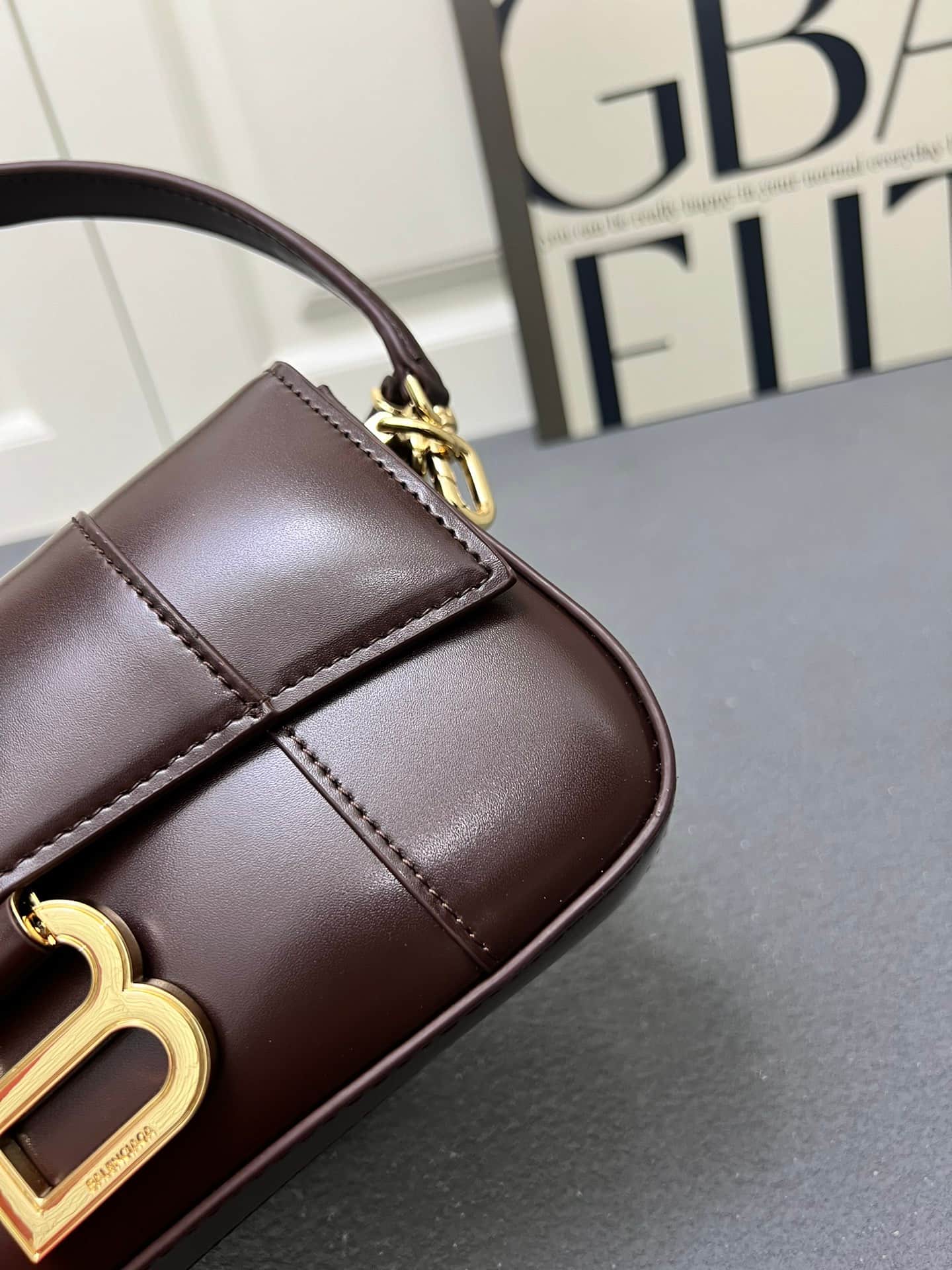 Balenciaga Hourglass sling bag dark brown High