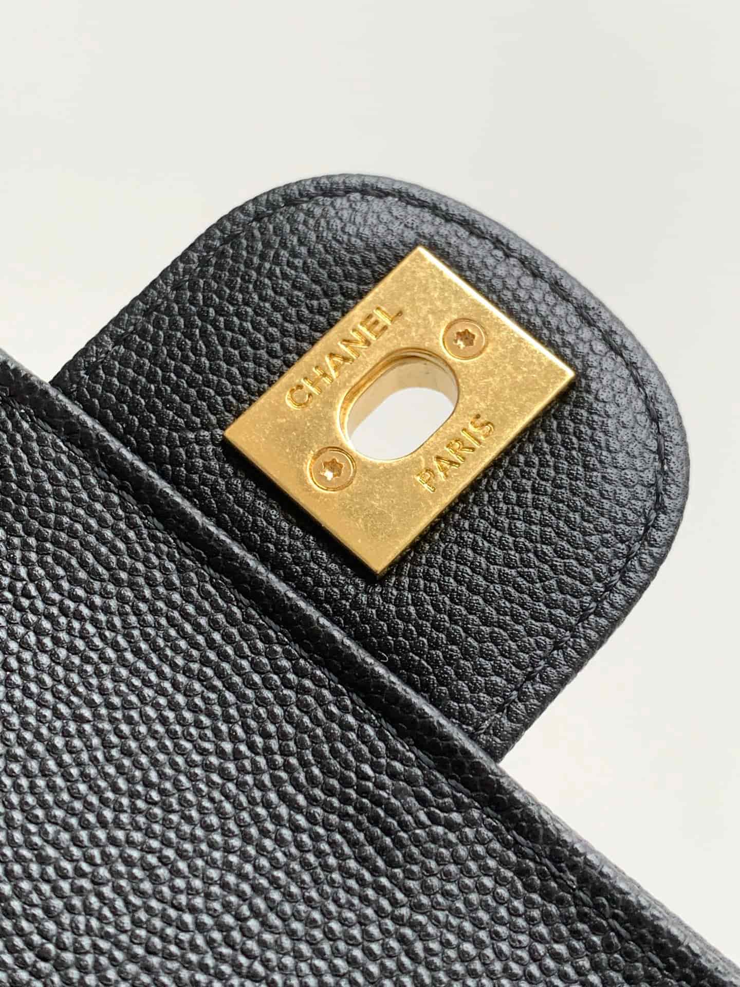 Chanel Small Flap Bag Grained Shiny Calfskin & Gold-Tone Metal AS6130 Black High