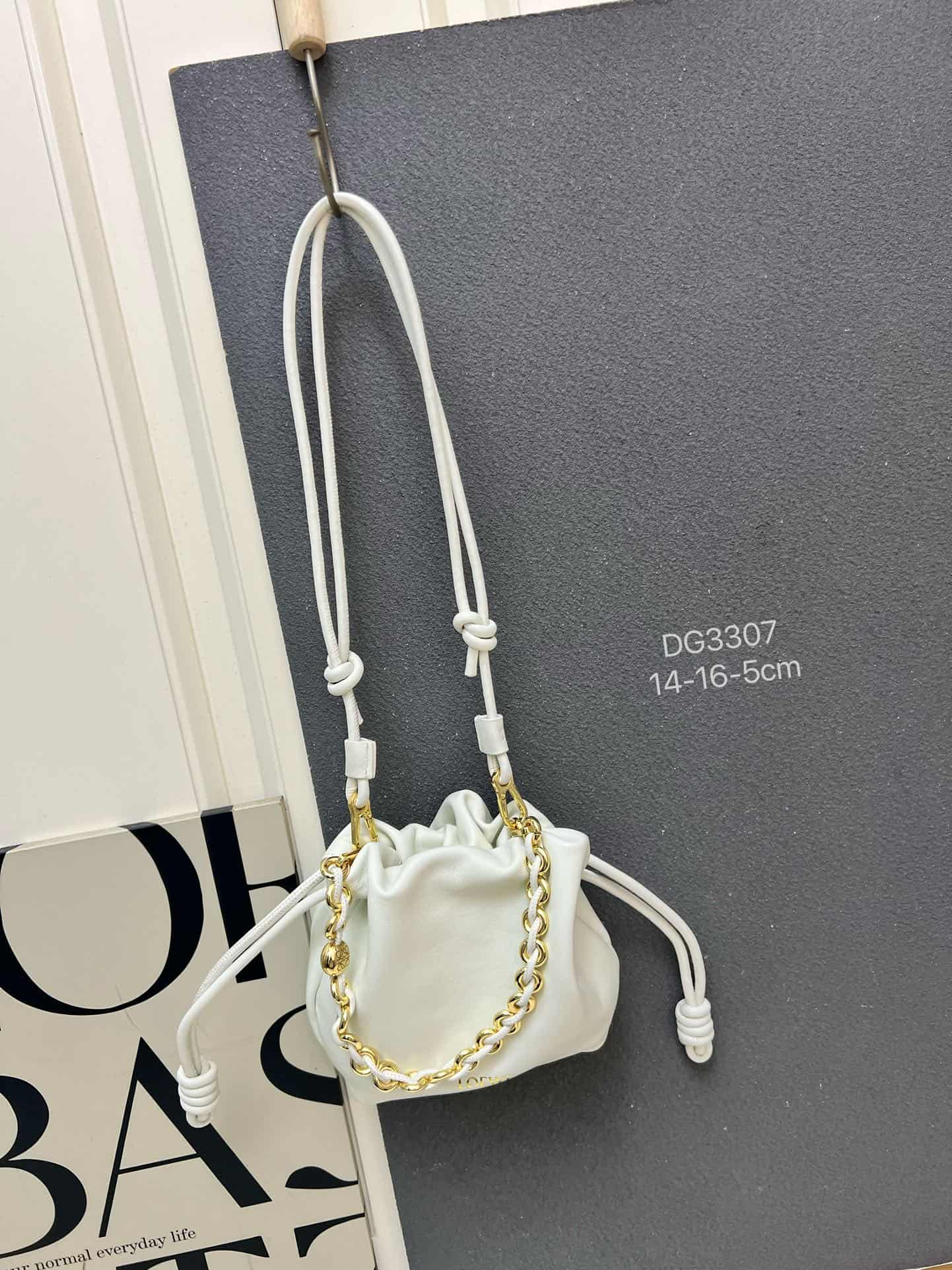 Loewe Mini Flamenco purse in white lambskin DG3307 High