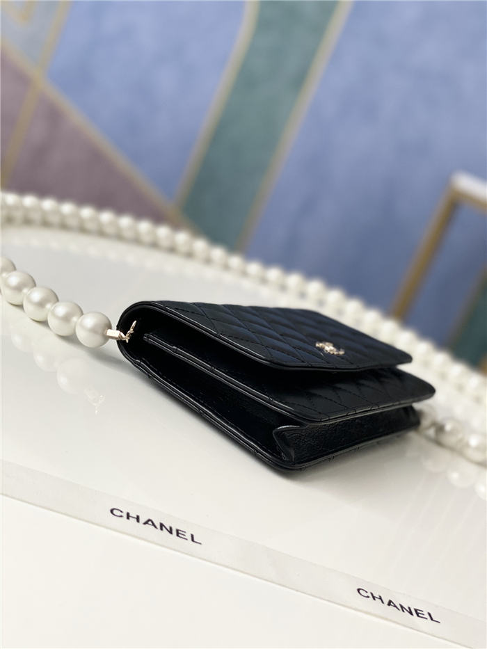 Chanel Wallet on Chain Imitation Pearls Black A