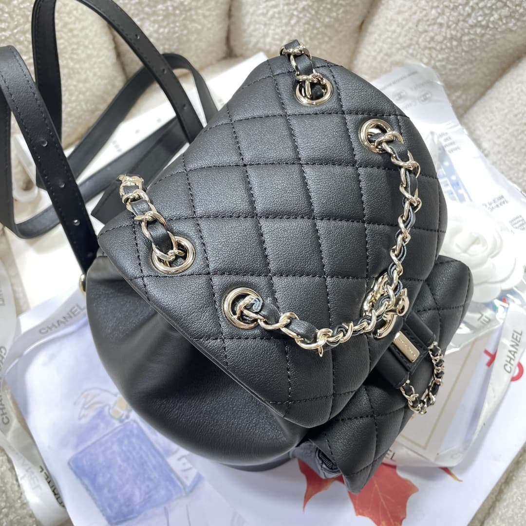 Chanel Small Quilted Duma Backpack Calfskin AS2908 Black High