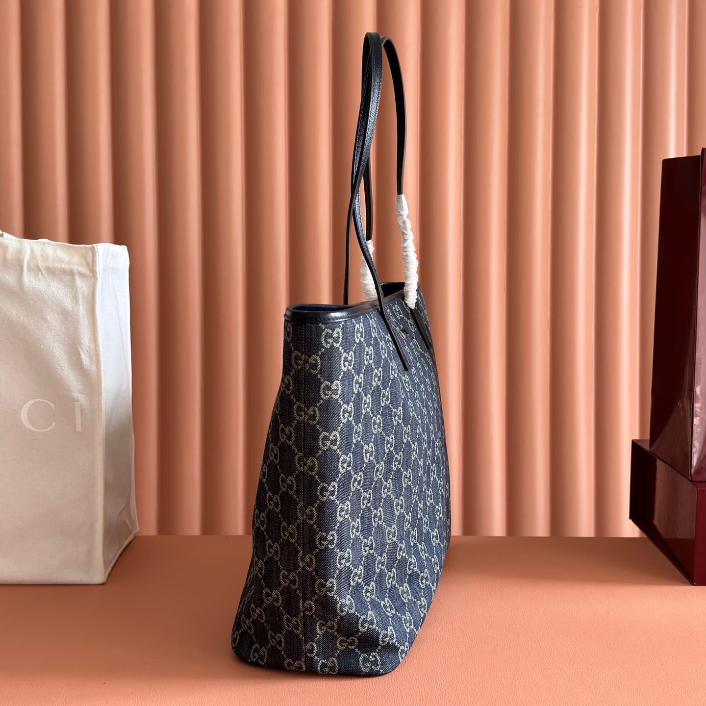 Gucci Tribeca large tote bag dark blue GG denim ‎874745 High