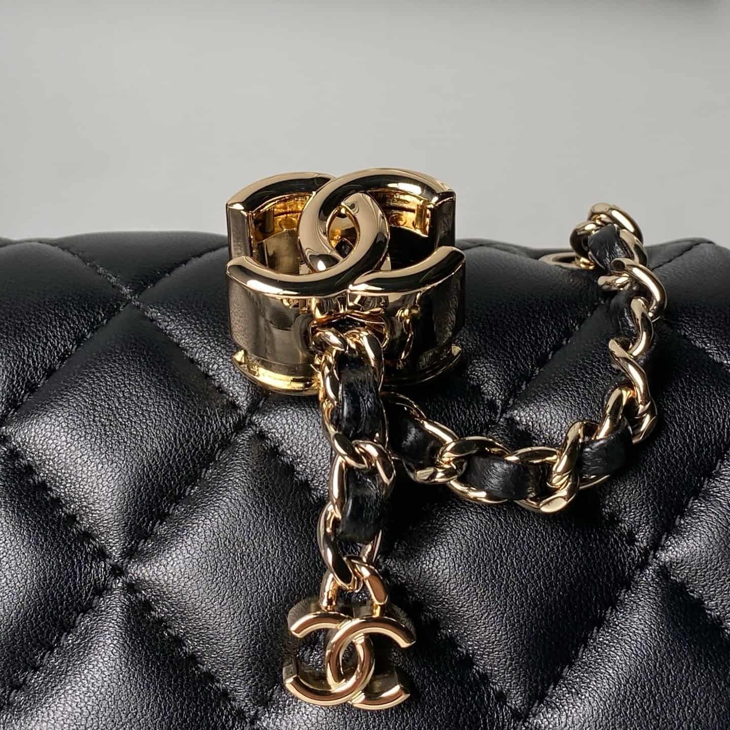 Chanel Mini Classic Flap Bag Lambskin & Gold-Tone Metal AS5758 Black High